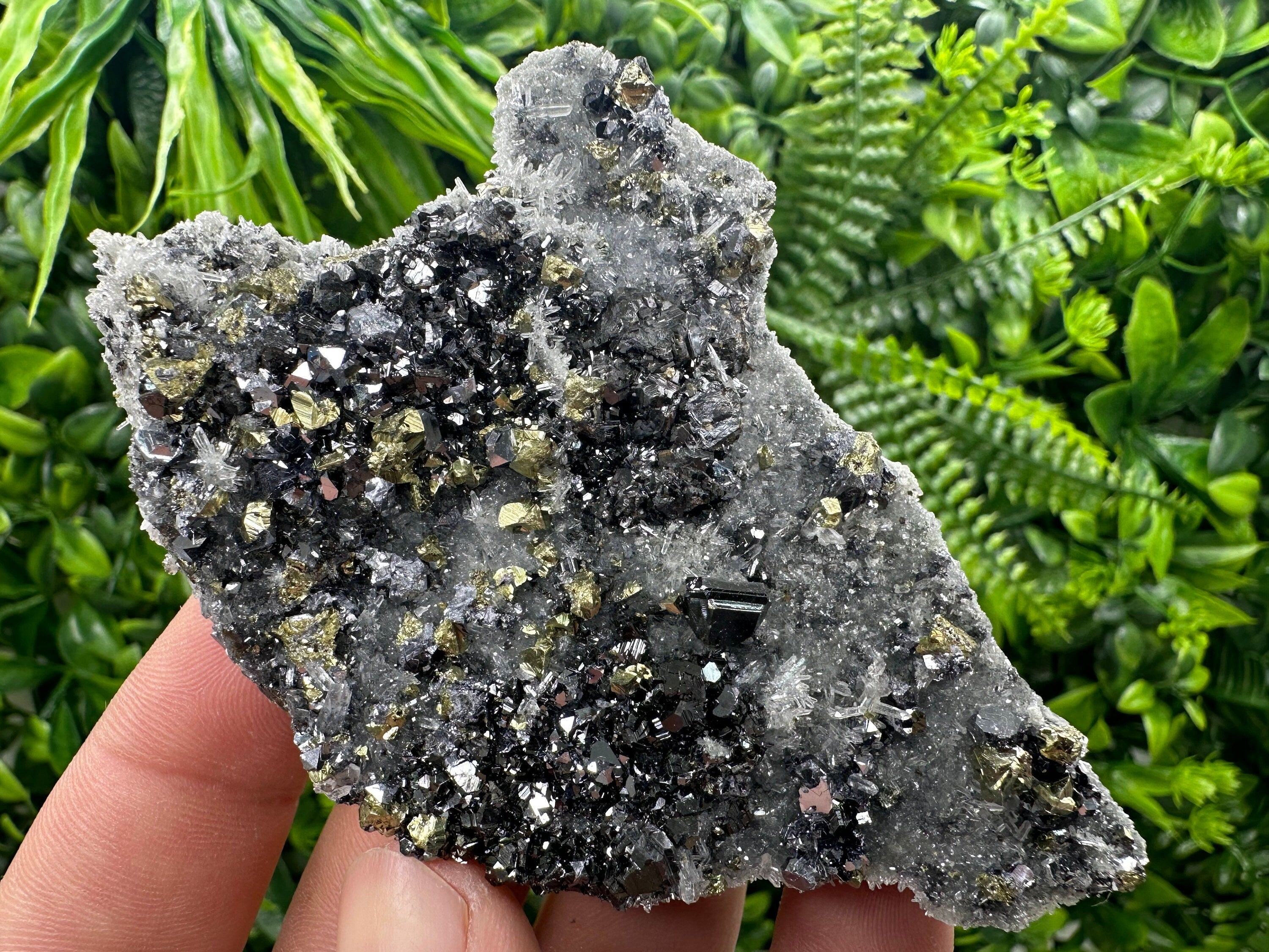 Chalcopyrite Galena Sphalerite on Quartz, Bulgaria Mineral Specimen
