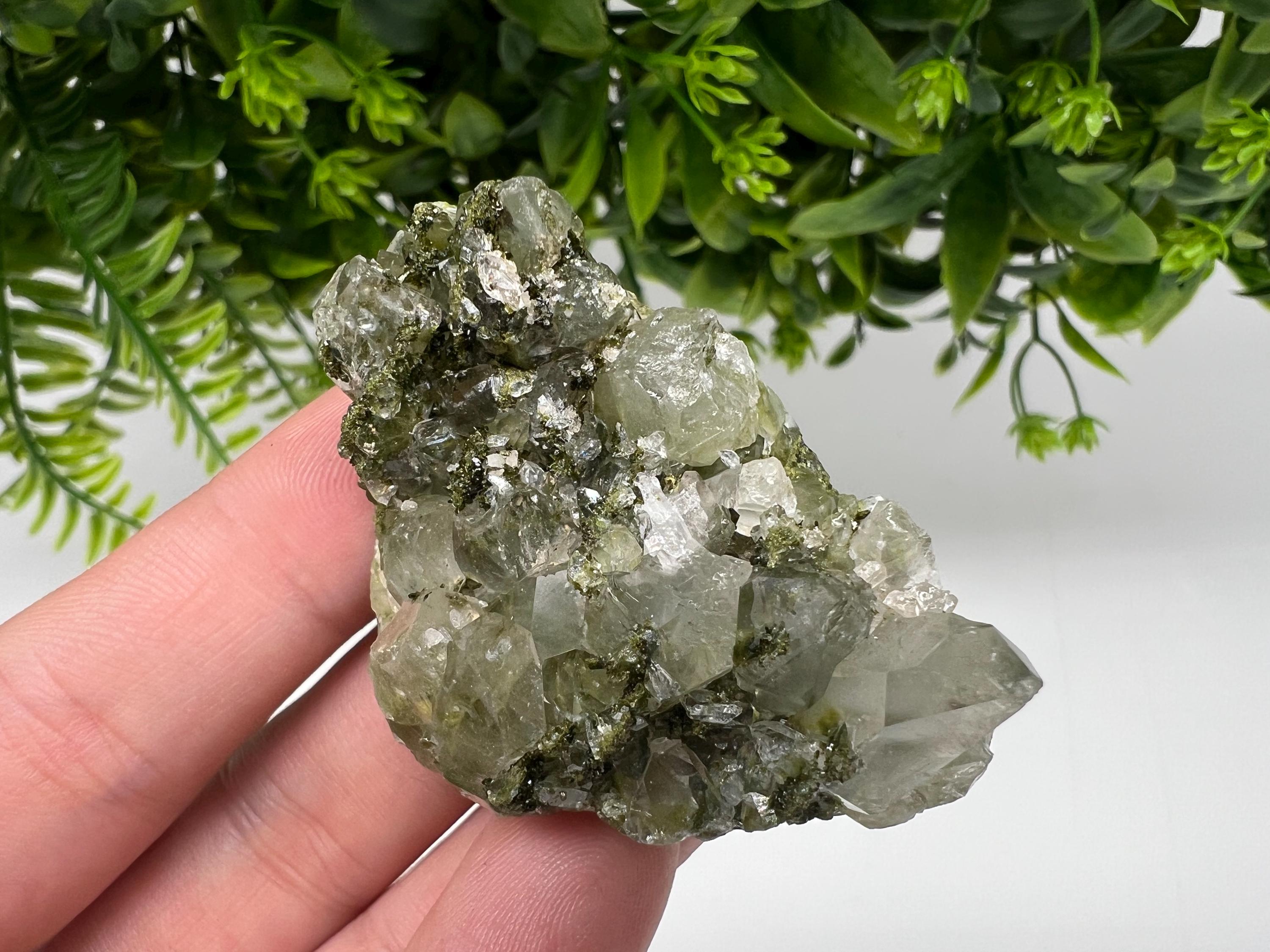 LARGE, Green Epidote with Quartz Crystals - Extremely Sparkly with Rainbows,souvenirs collection stone,gift,decor, Eastern Anatolian, Turkey