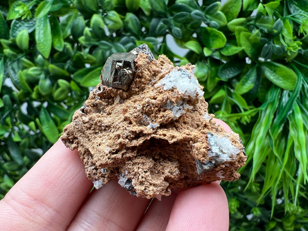 Rainbow Pyrite with Calcite: Natural Crystal Mineral Specimen, Borieva Bulgaria