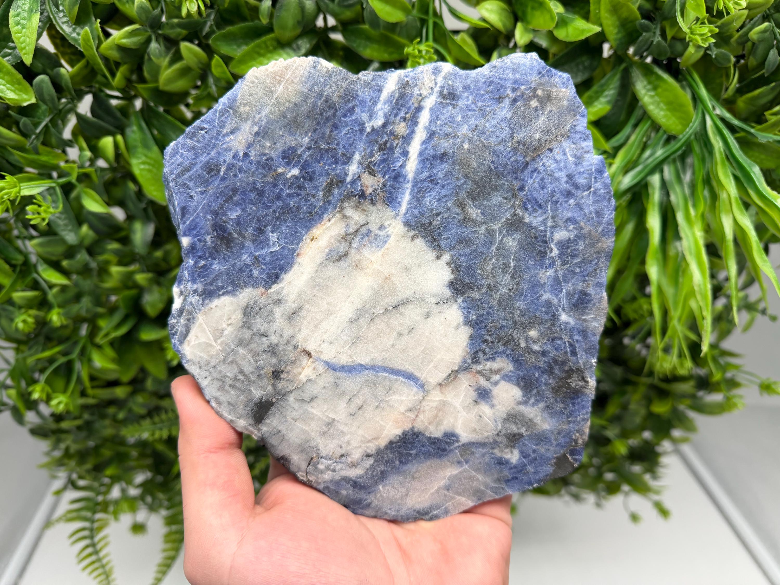 Polished Sodalite Slice – Natural Blue Crystal Slab, Home Decor Accent