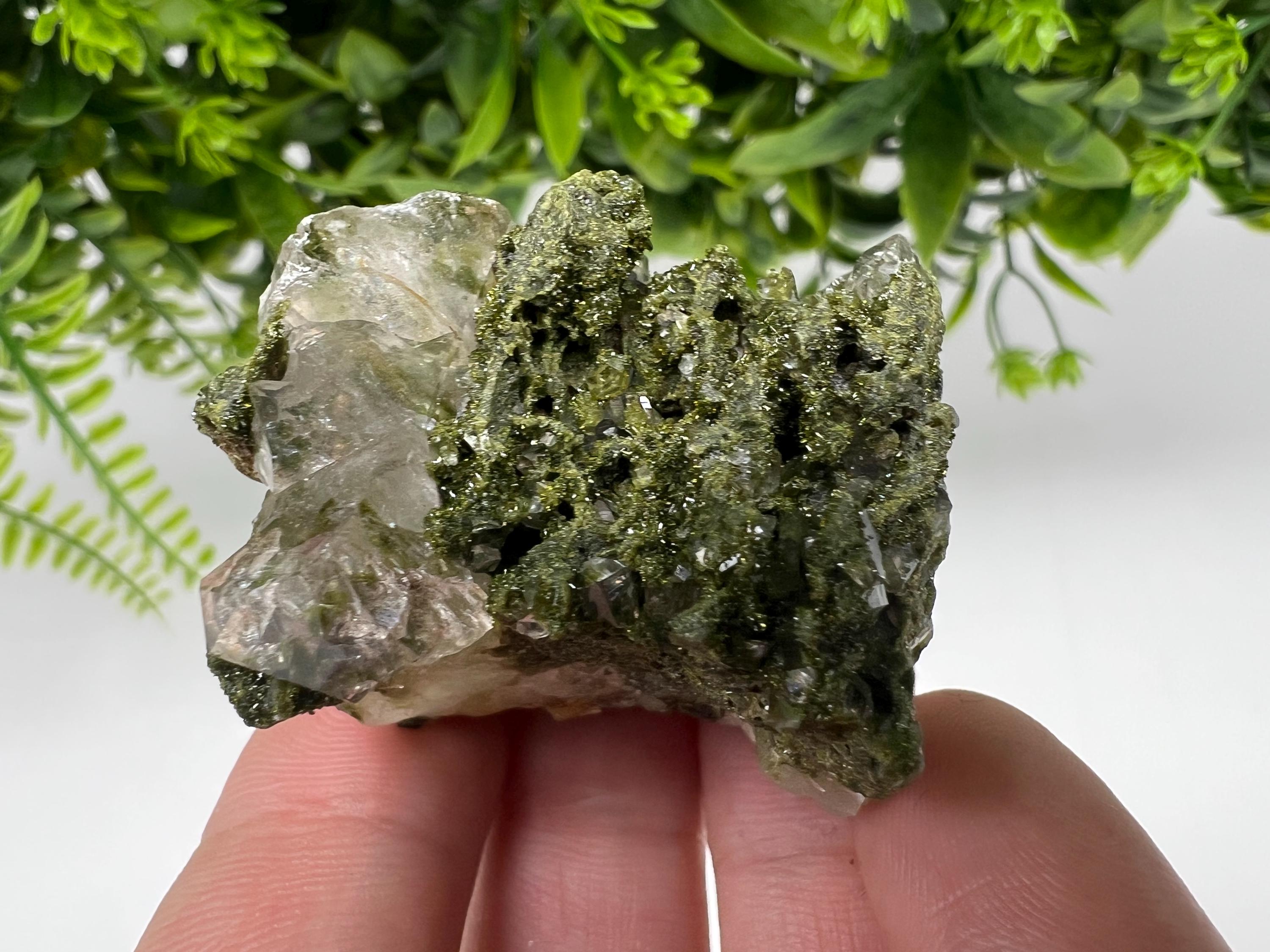 LARGE, Green Epidote with Quartz Crystals - Extremely Sparkly with Rainbows,souvenirs collection stone,gift,decor, Eastern Anatolian, Turkey