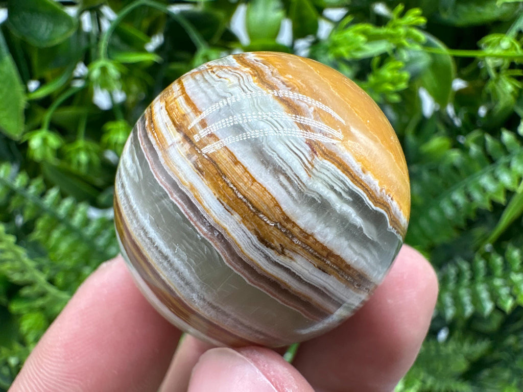 Green Banded Onyx Sphere: Healing Crystal (4cm)