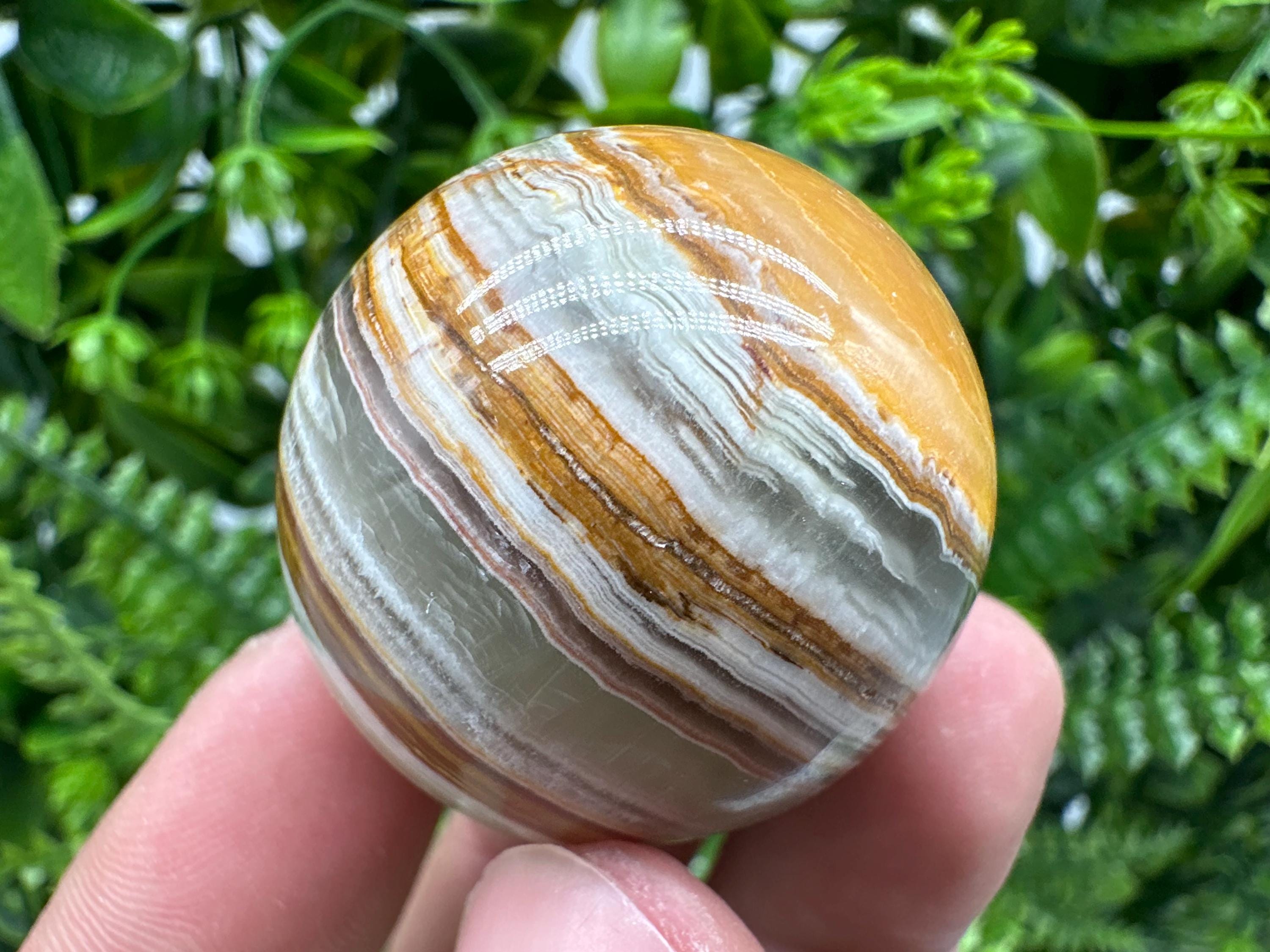 Green Banded Onyx Sphere: Healing Crystal (4cm)