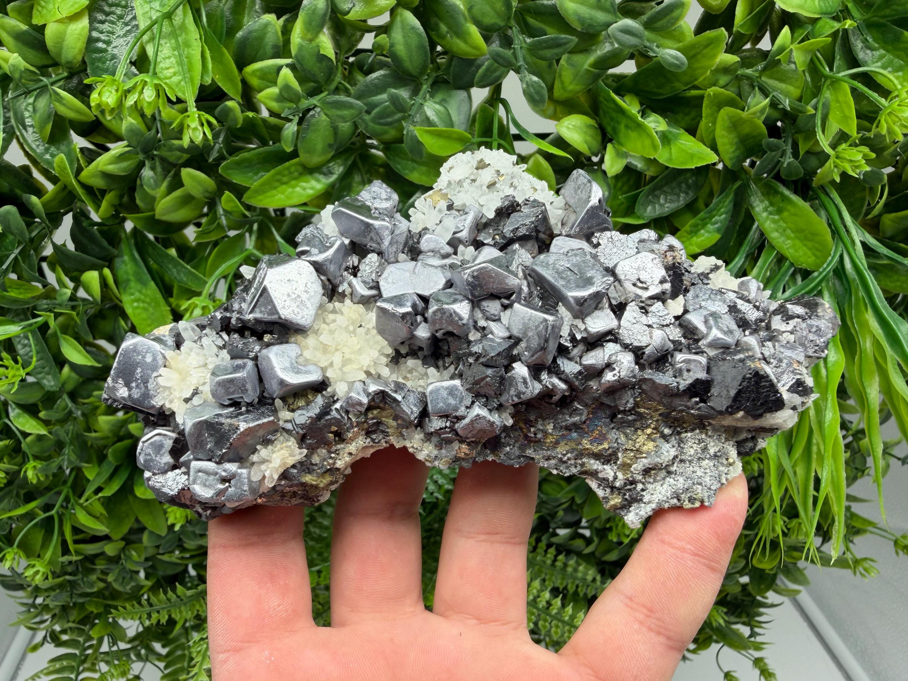 Aesthetic Natural shiny Galena whit Siderite and Quartz from 9 th September mine,Bulgaria,collection specimen,rare galena,Galena cluster