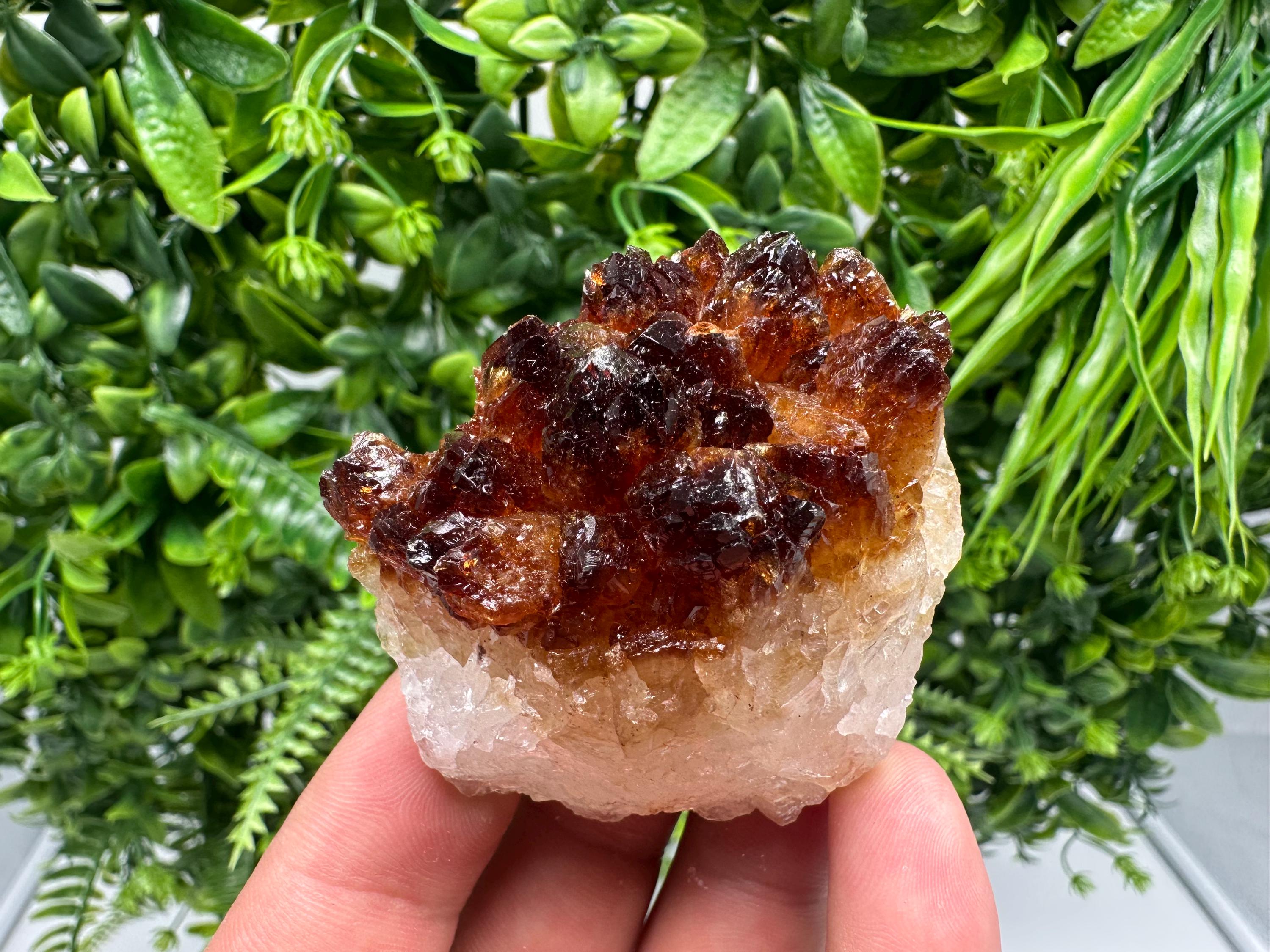 Citrine Crystal with Hematite Inclusions: Natural Mineral Cluster from Brazil