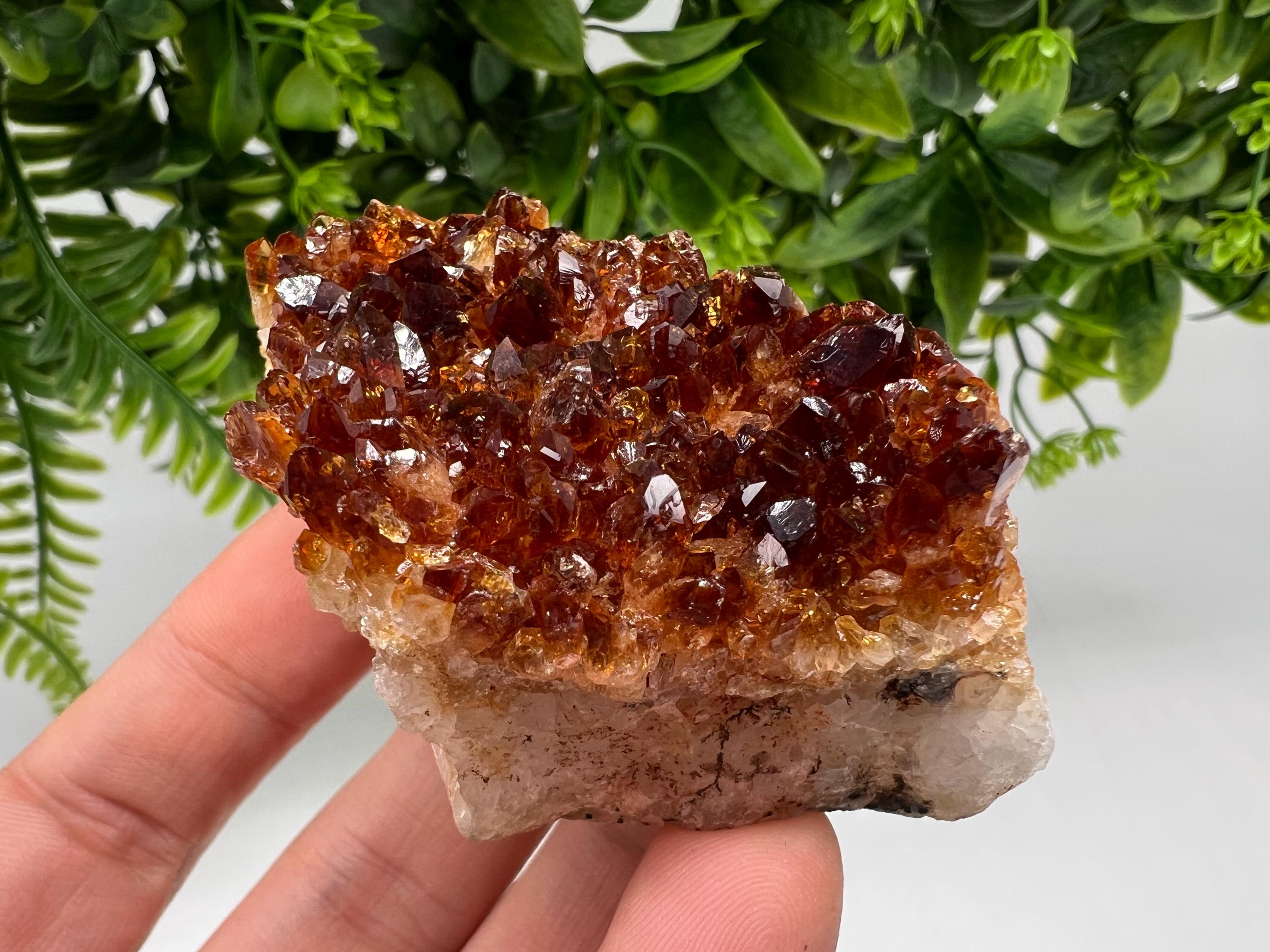 Citrine Crystal with Hematite Inclusions: Natural Phantom Cluster