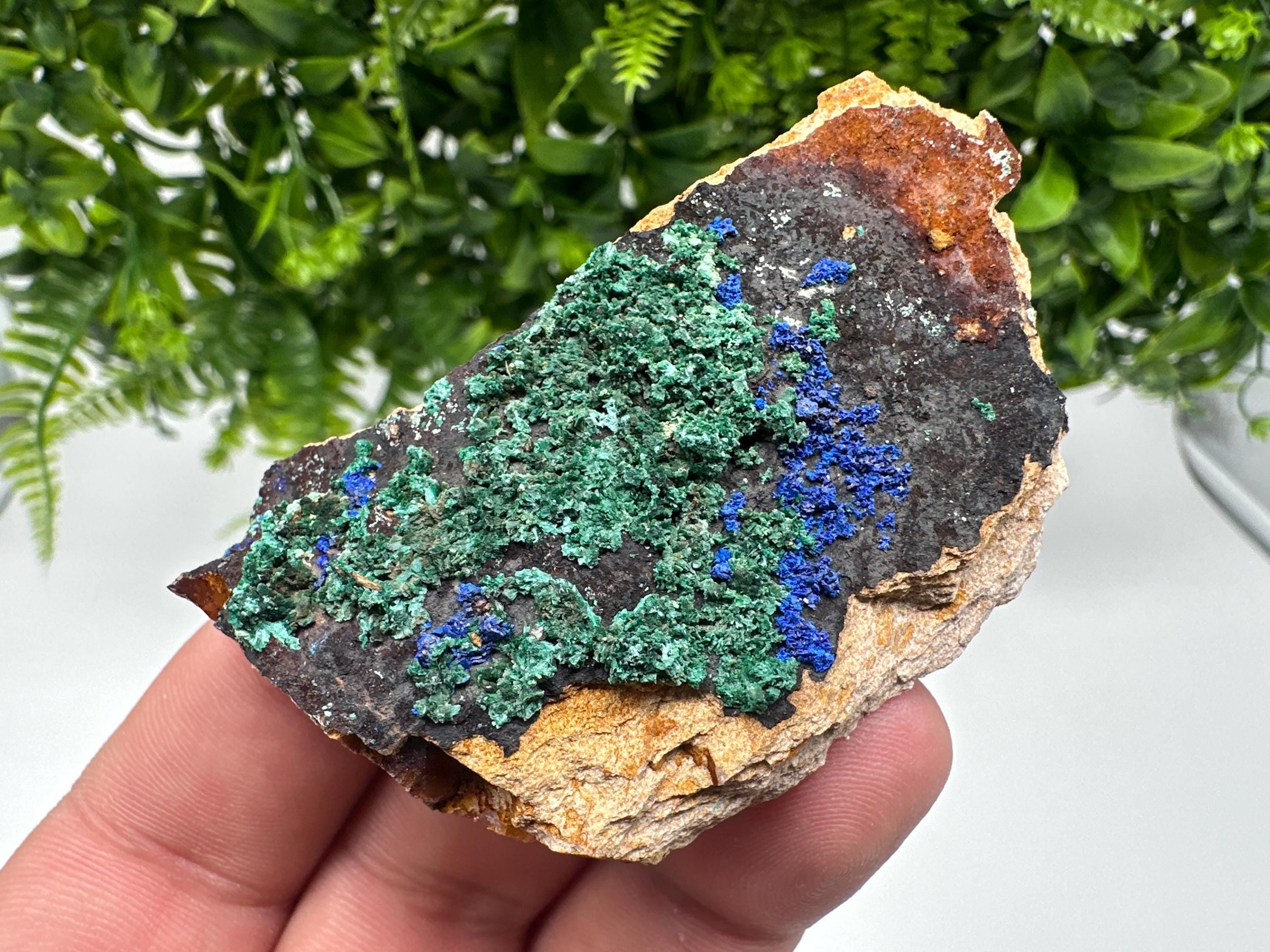 Moroccan Azurite Malachite Specimen: Rare Crystal Mineral Decor
