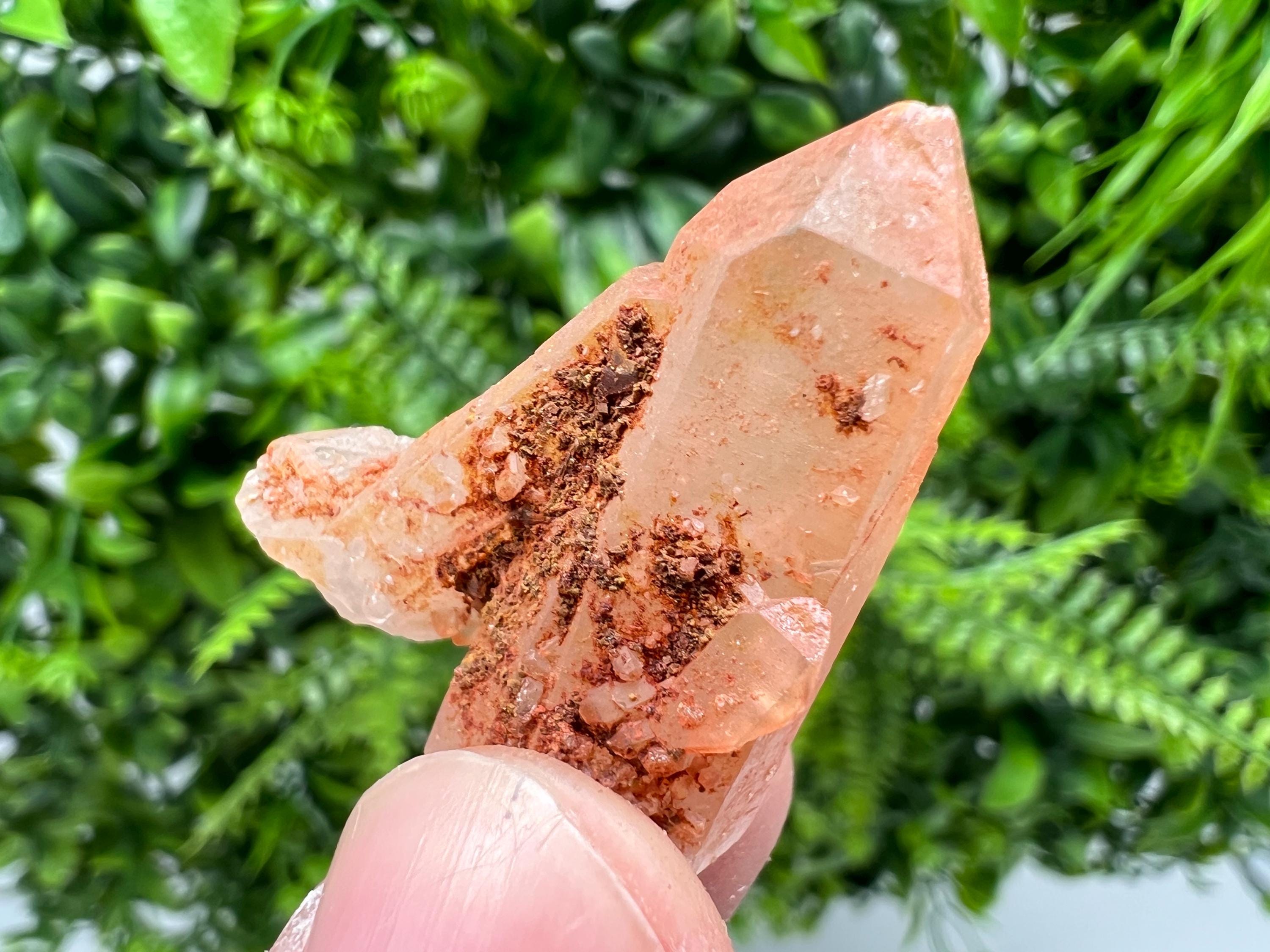 Red Hematite Quartz Crystal, Moroccan Mineral Specimen