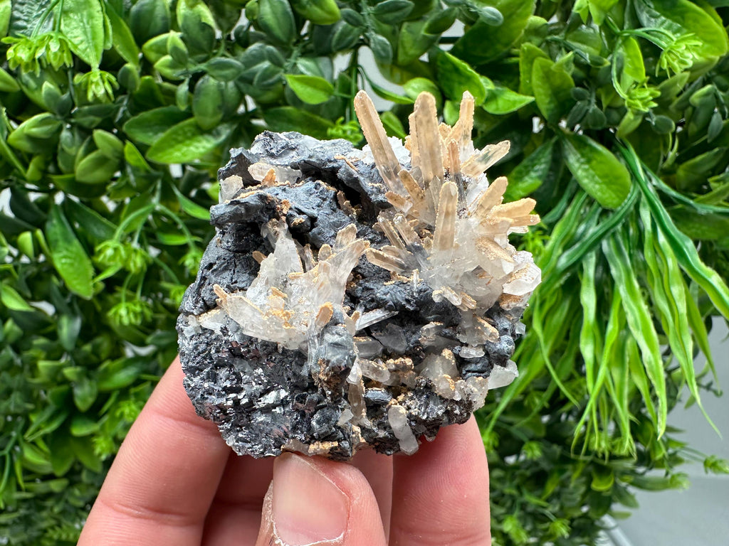 Amazing Galena spinel law on Quartz whit Siderite,from Krushev dol mine,Bulgaria,natural,collection mineral specimen,home decor crystal,souv