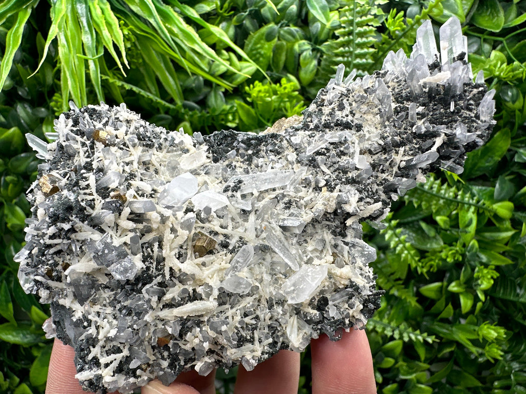 Calcite Pyrite Quartz Cluster: Chlorite Minerals, Bulgaria