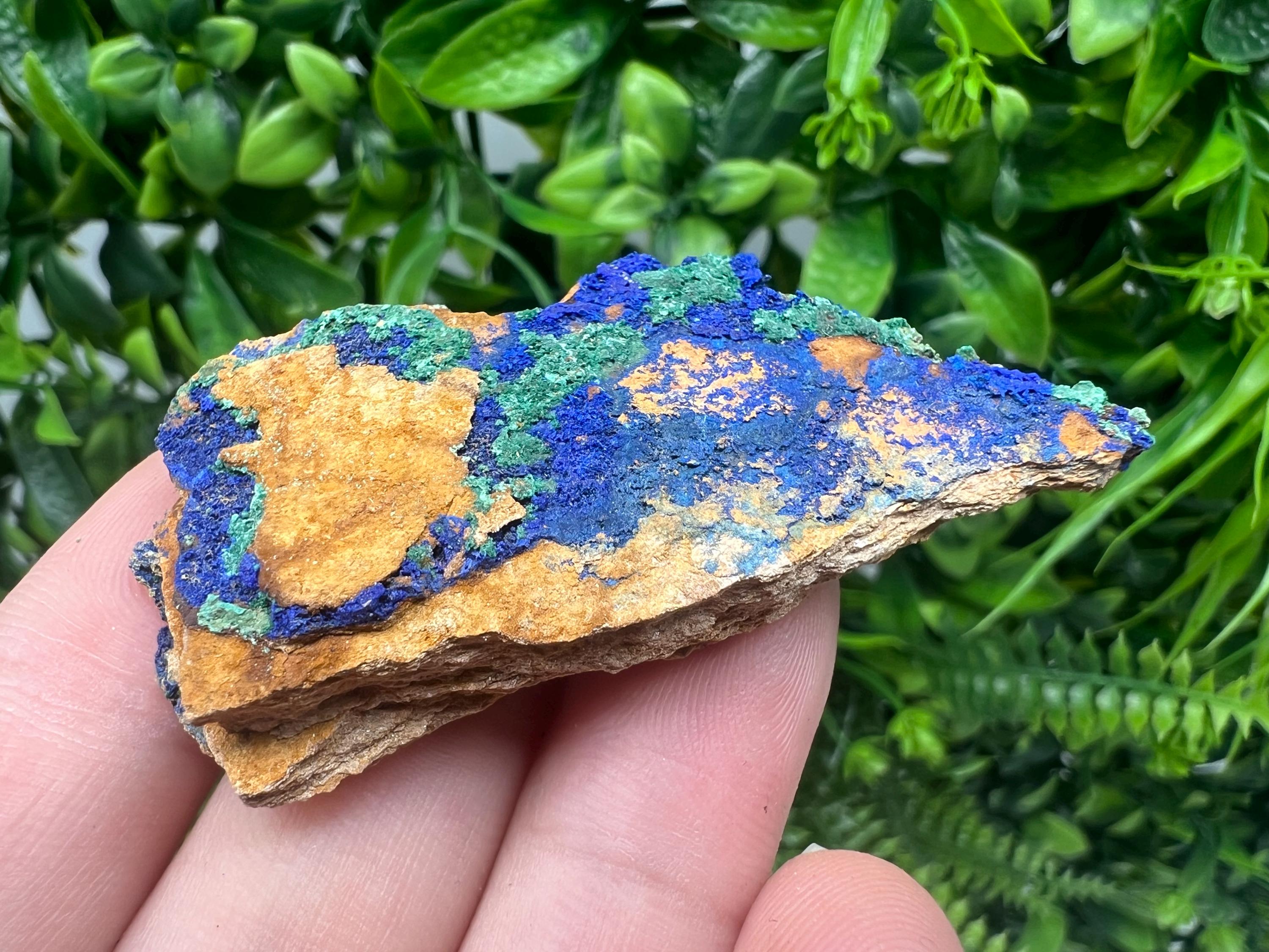 Azurite Malachite Mineral Specimen: Moroccan Blue-Green Crystal, Collector Stone