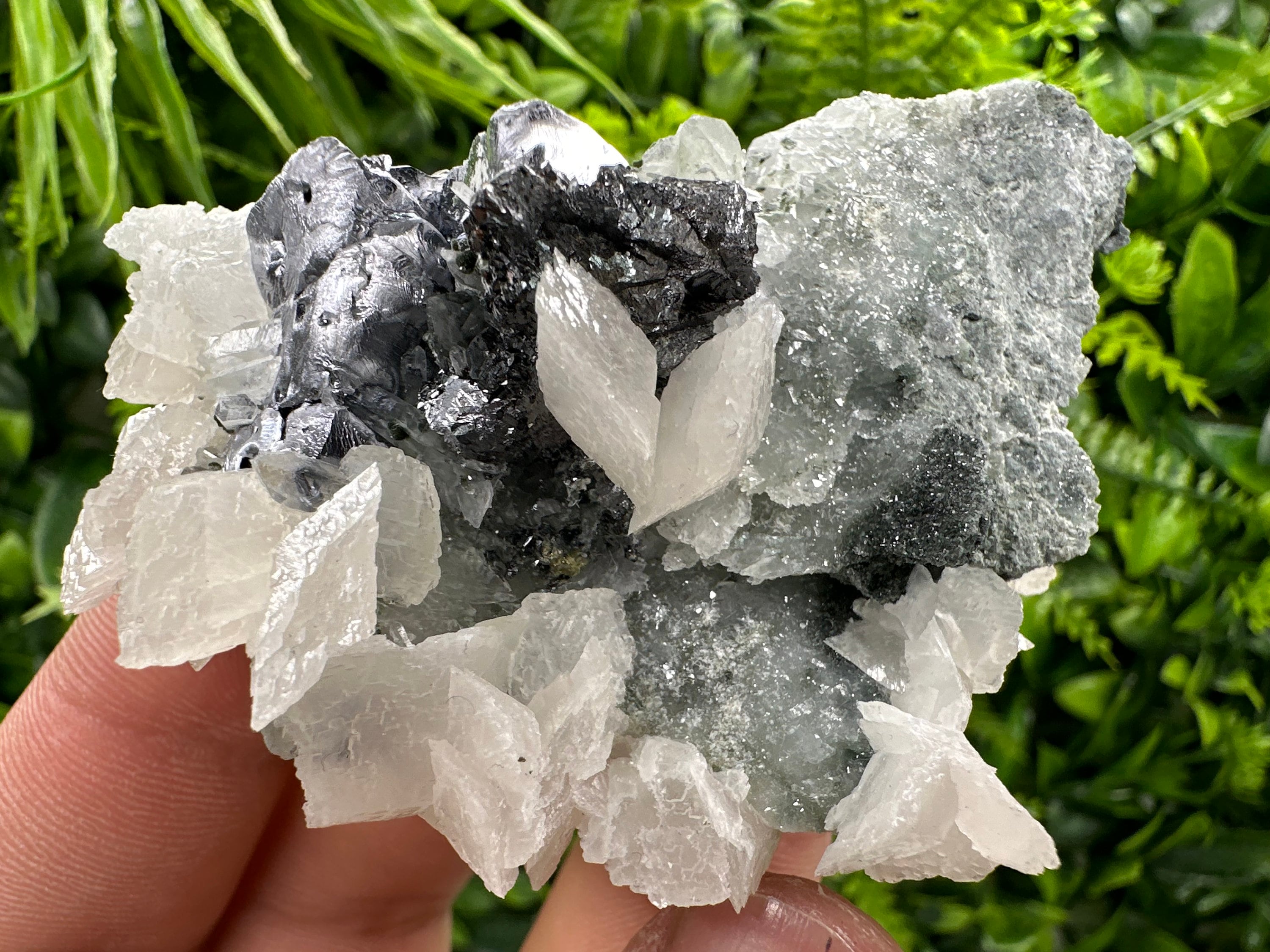 Galena Sphalerite Calcite Cluster, Borieva Mine Mineral Specimen