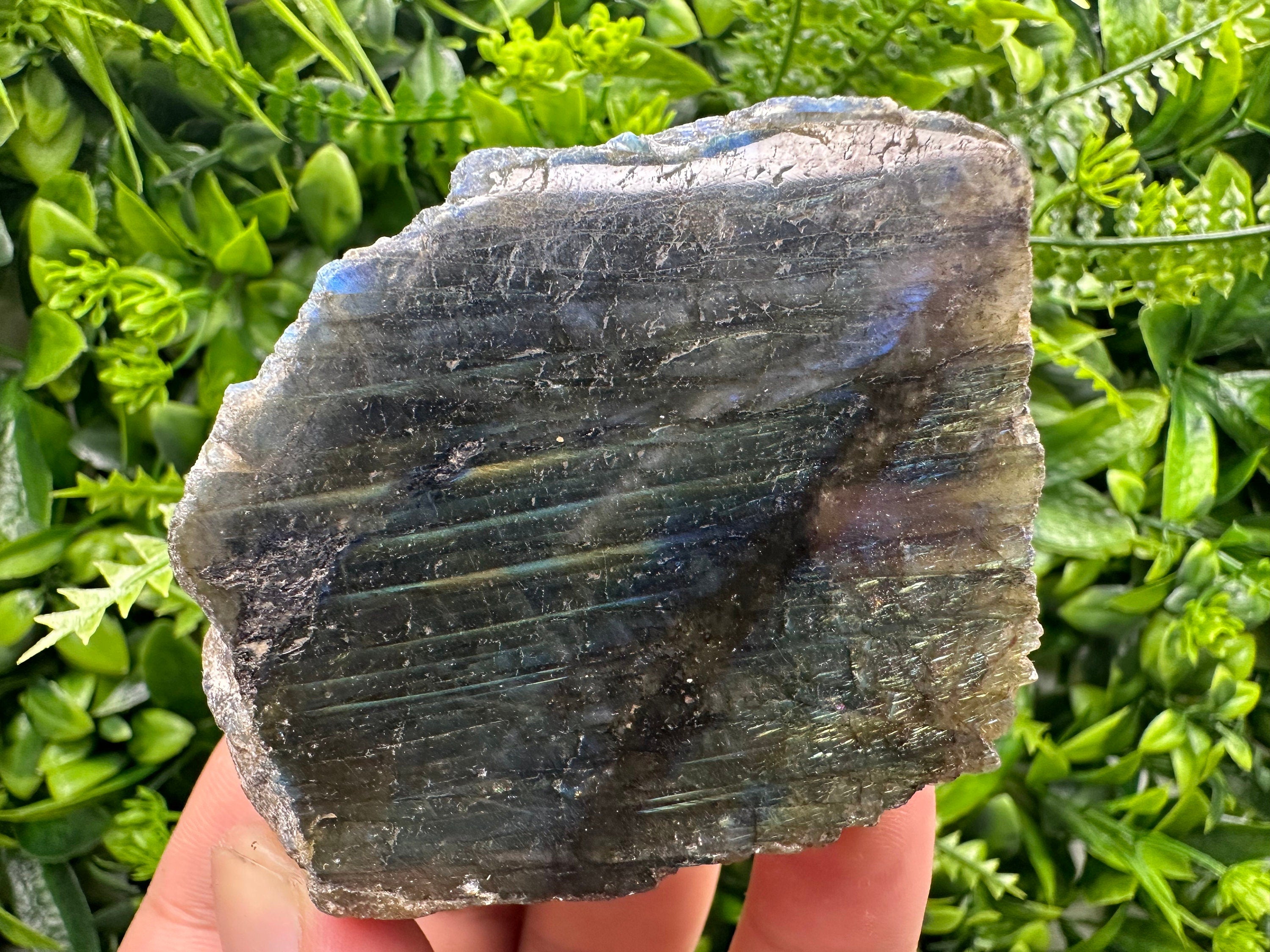 Natural Multifire Labradorite Slab: Polished Crystal Decor (7/6/4.5)