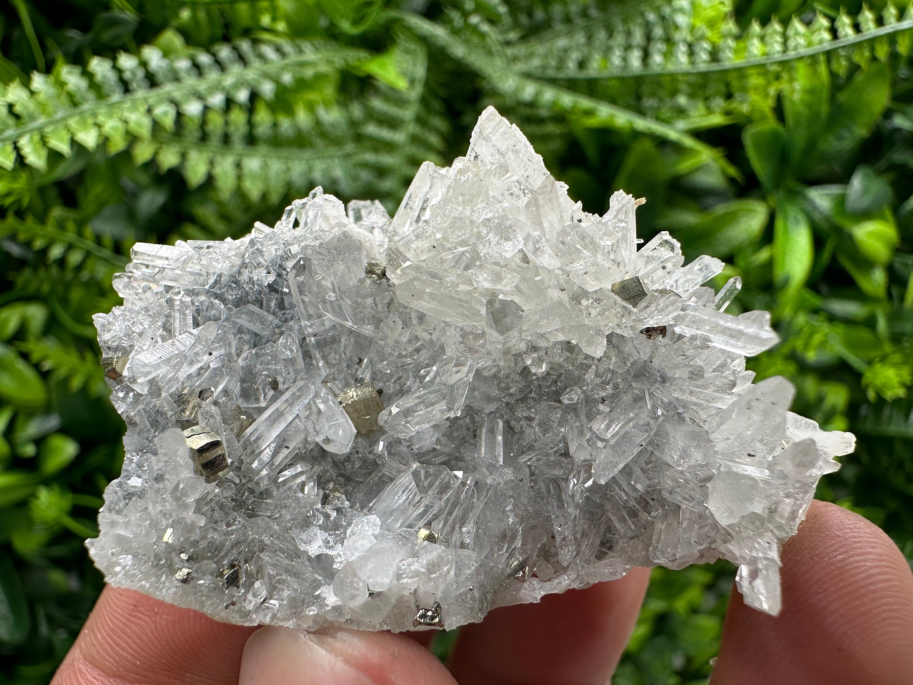 Pyrite on Needle Quartz: Borieva Mine Crystal Decor (6/4/3 cm)