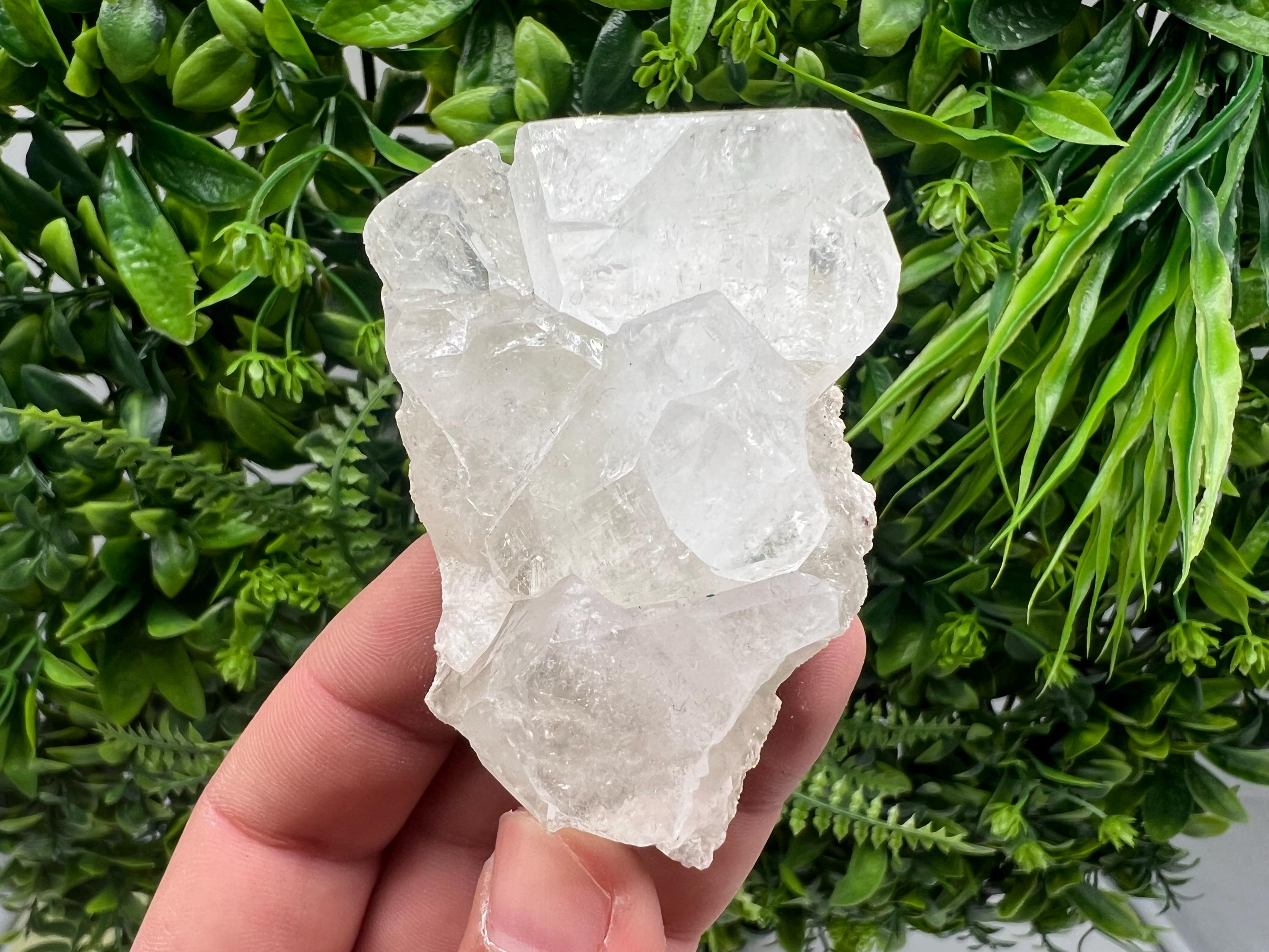 Apophyllite on Chalcedony Specimen: Transparent Crystal, India Minerals