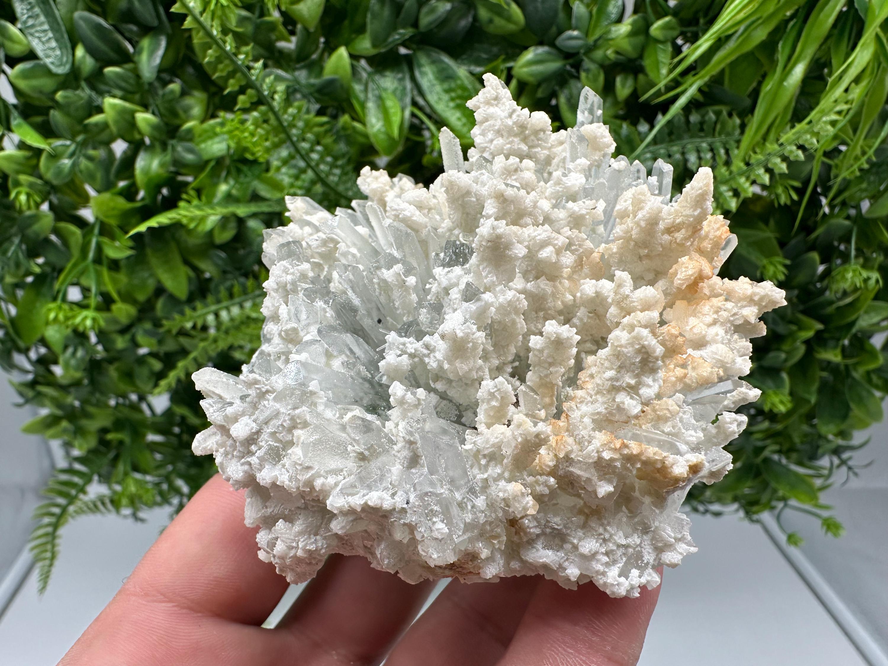 Quartz with Calcite Cluster: Krushev Dol Mine, Bulgaria