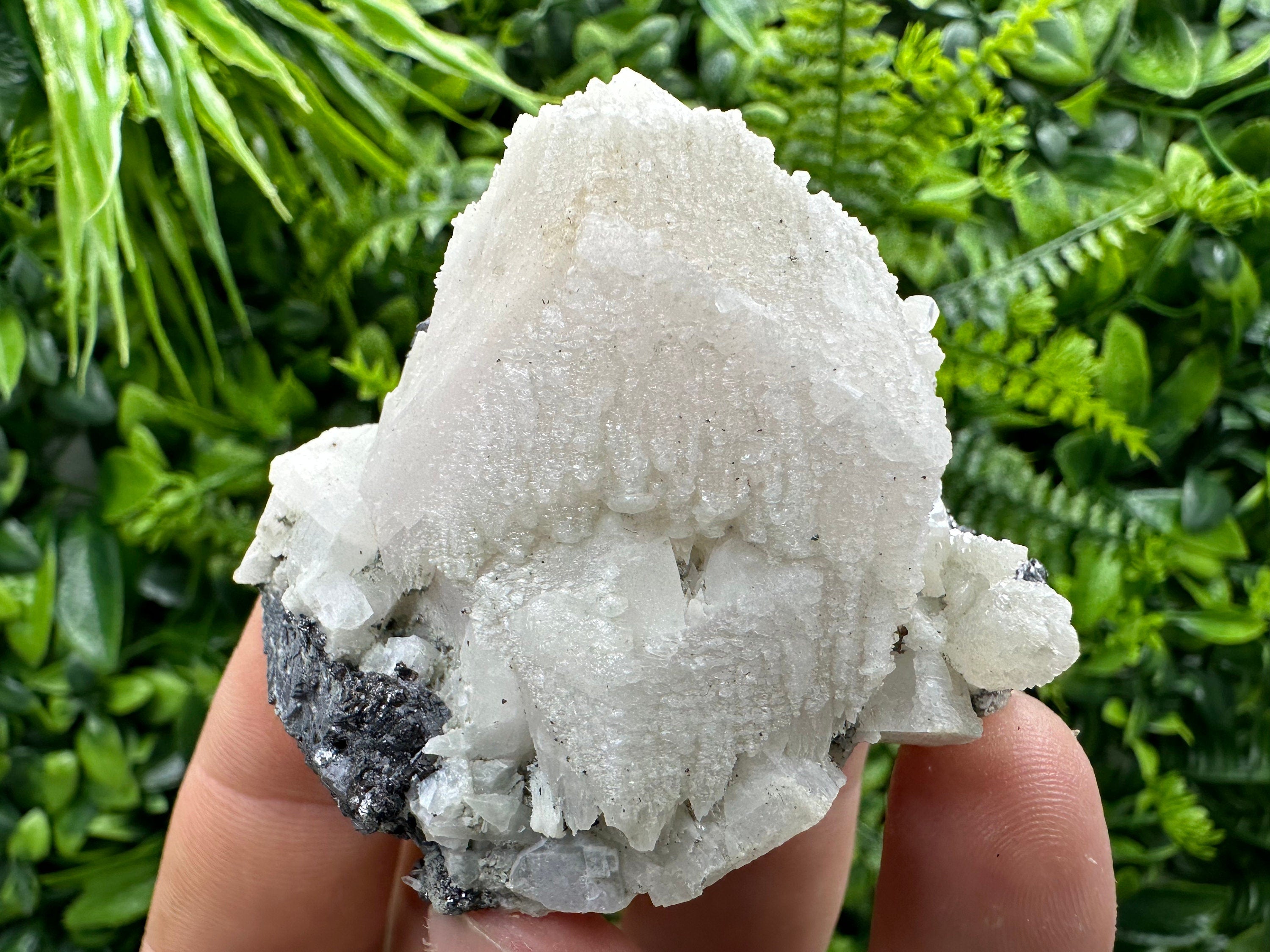 Calcite on Galena Mineral Specimen, Bulgaria Crystal Decor