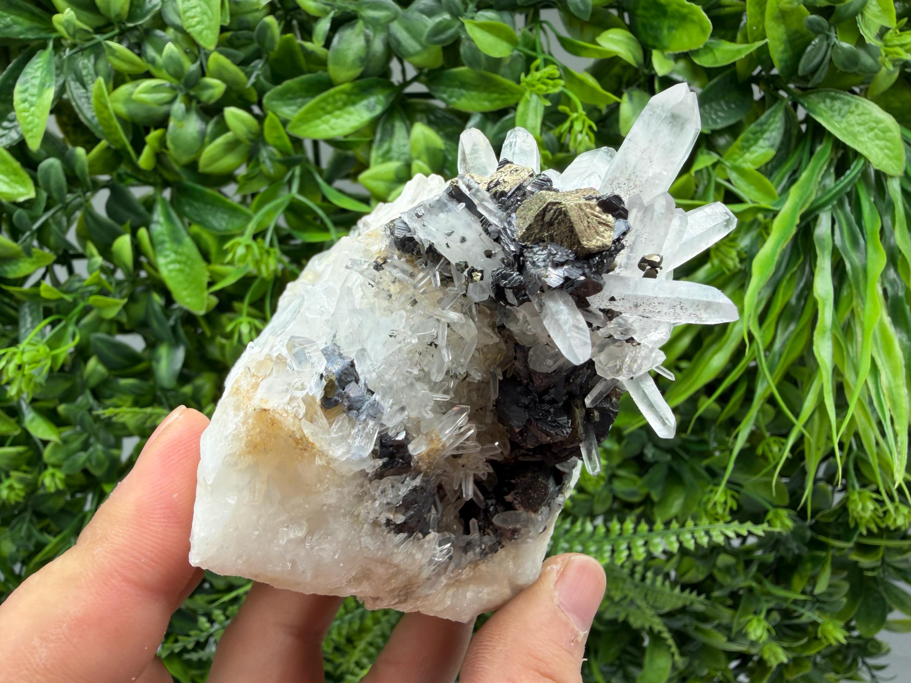 Sphalerite Chalcopyrite on Quartz with Galena, Bulgaria Mineral Specimen