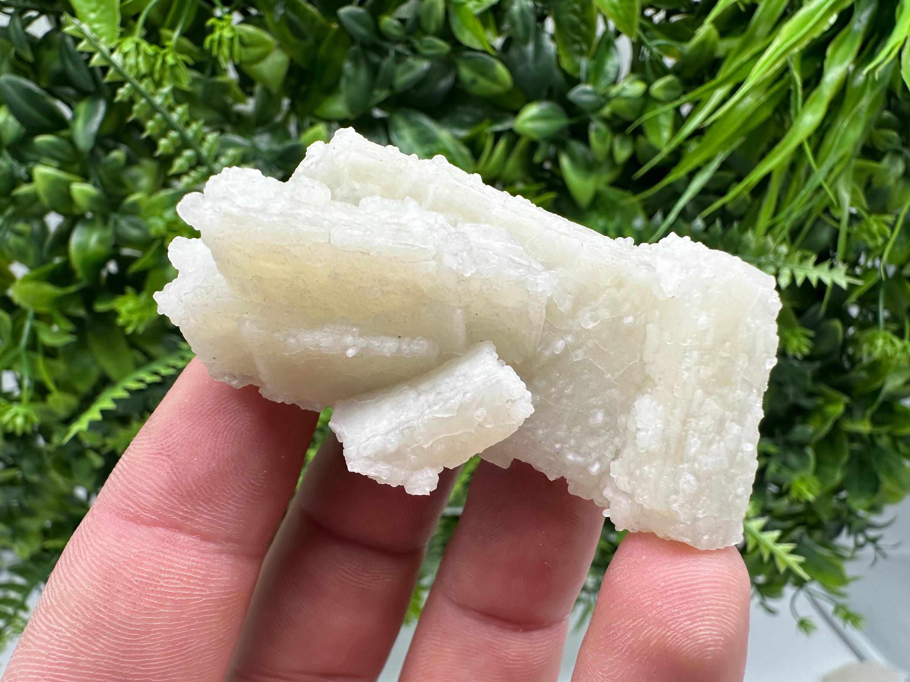 Rare Fluorescent Calcite after Barite on Chalcedony - Androvo Mine