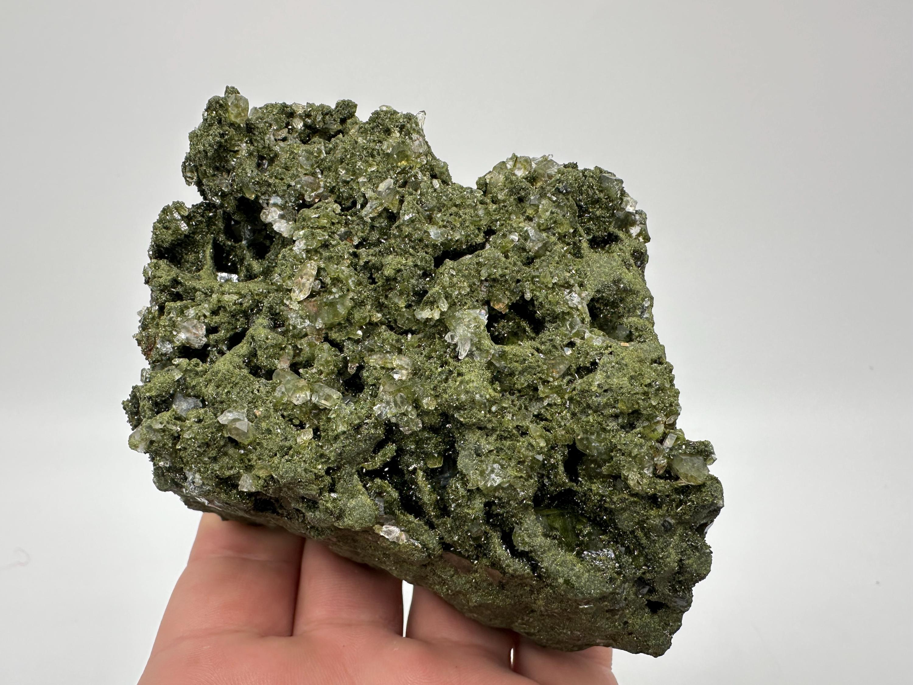 Sparkly Green Epidote with Quartz Crystals - Eastern Anatolian Mineral Decor