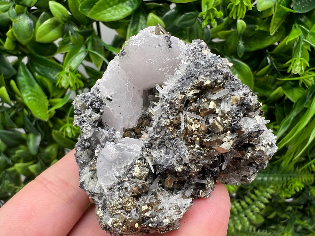 Pyrite Quartz Calcite Specimen: Borieva Mine Mineral Collection