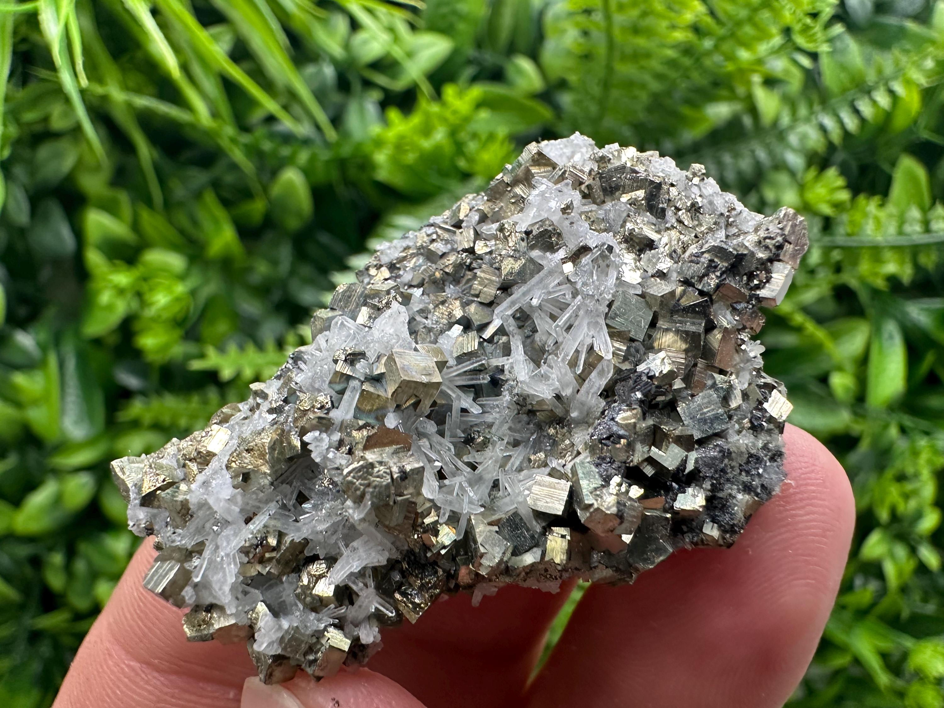 Quartz with Pyrite Specimen: Borieva Mine Crystal Decor (5/3.5 cm)
