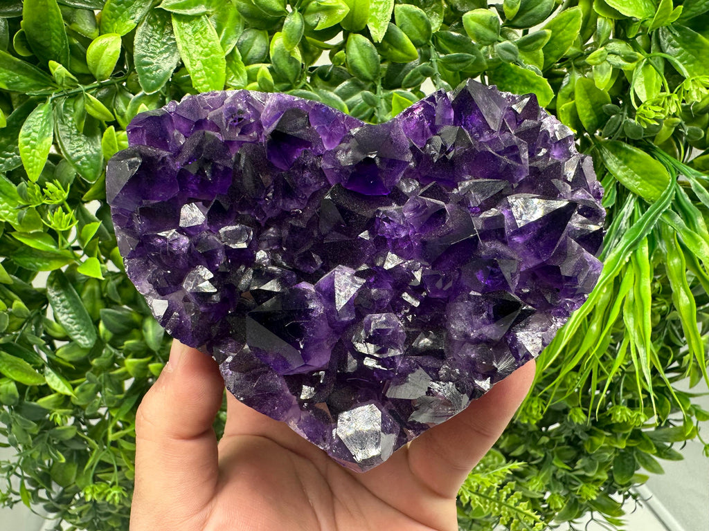 Large Purple Amethyst Heart: Natural Uruguay Crystal, Home Decor