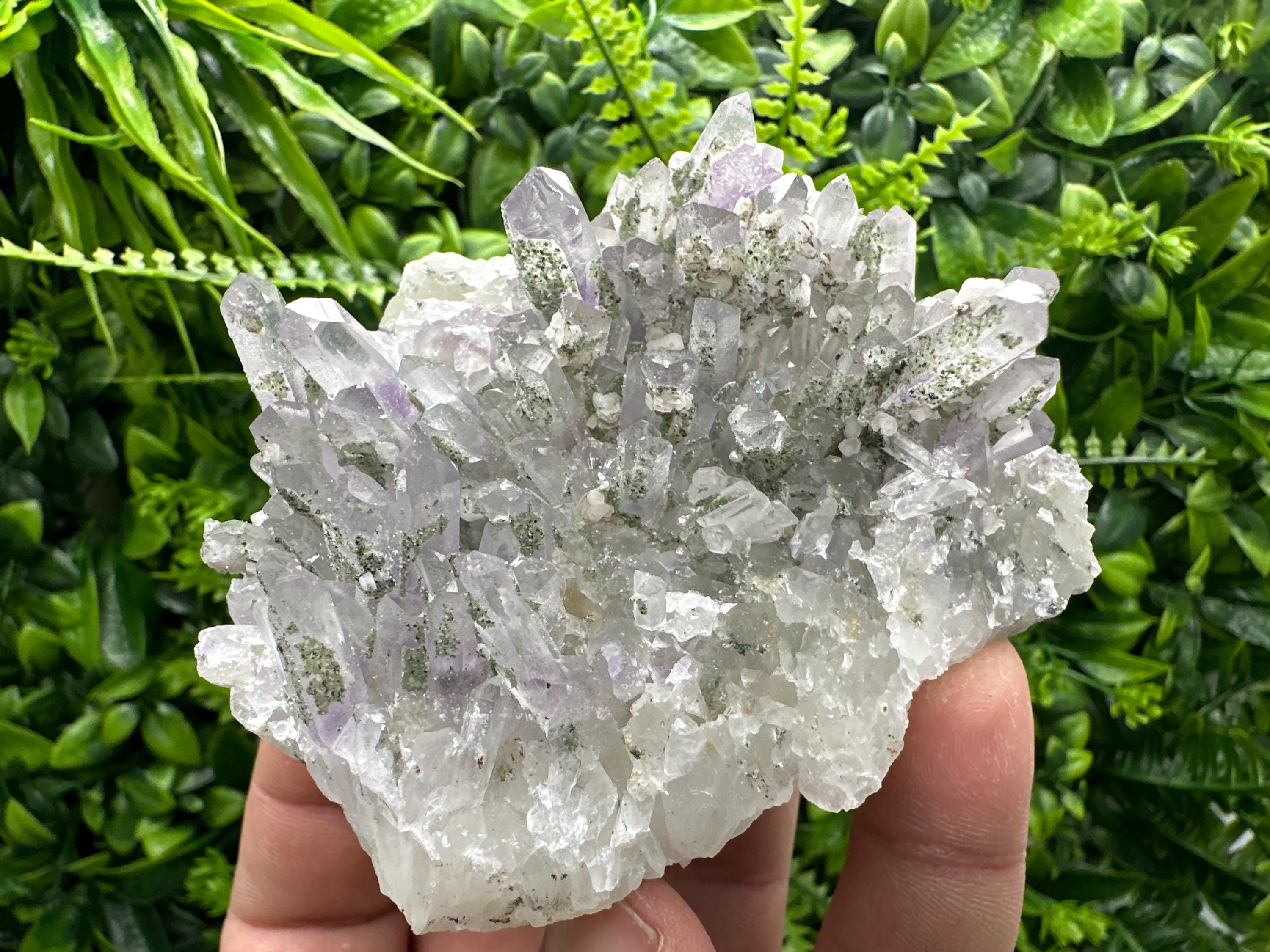 Amethyst Quartz Cluster with Calcite and Chlorite, Bulgaria Mineral Specimen