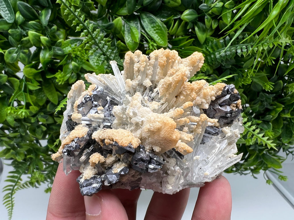 Collected Skeletal GALENA,Sphalerite,Quartz,Calcite from Krushev dol mine,Madan,Bulgaria,natural,collectible mineral specimen home decor