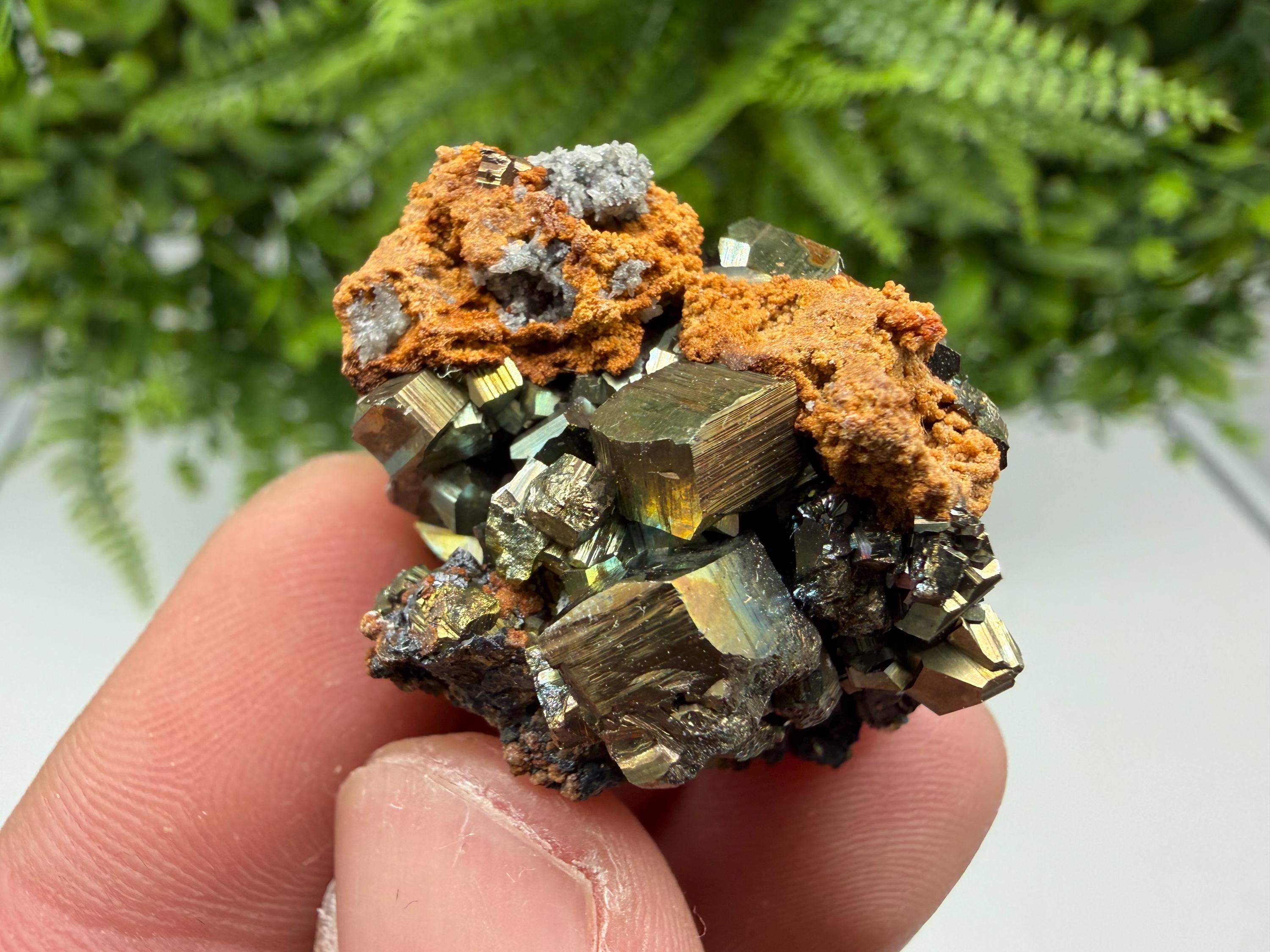 Rainbow Pyrite Cluster: Bulgarian Mineral Specimen, Home Decor Gift