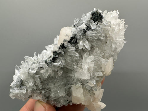 Calcite on Quartz with Chlorite: Natural Crystal Home Decor, Borieva Mine