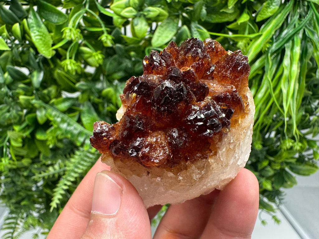 Citrine Crystal with Hematite Inclusions: Natural Mineral Cluster from Brazil