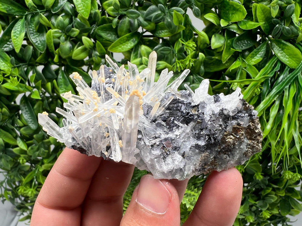 Galena Spinel Law on Quartz with Siderite, Krushev Dol, Bulgaria