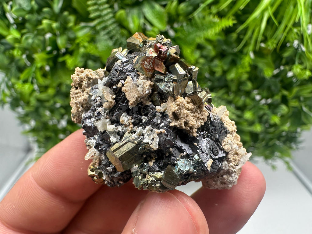 Calcite Pyrite Sphalerite Mineral Specimen: Madan Bulgaria Home Decor