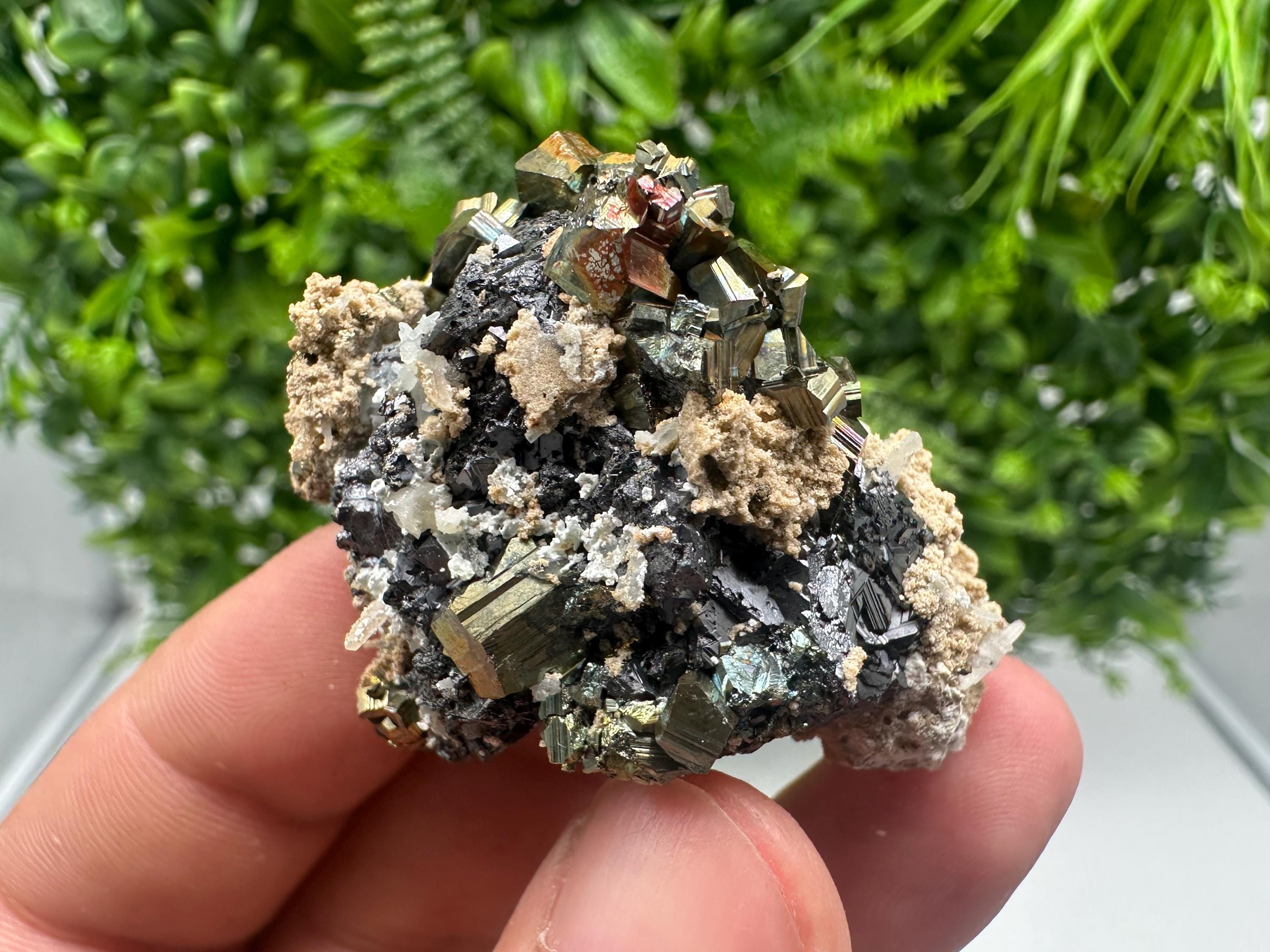 Calcite Pyrite Sphalerite Mineral Specimen: Madan Bulgaria Home Decor