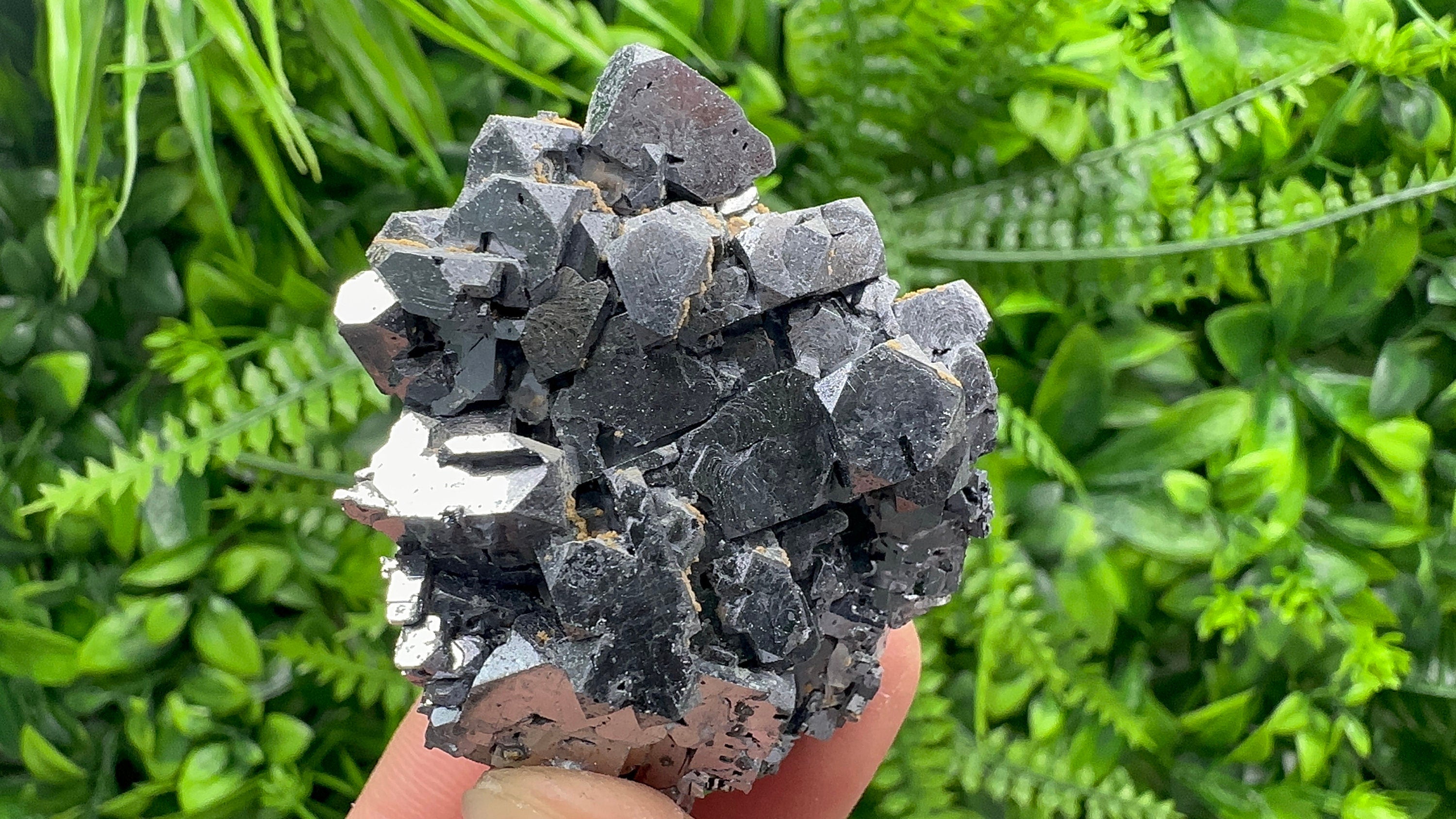 Shiny Galena Cluster with Siderite and Quartz, Bulgaria Mineral Specimen