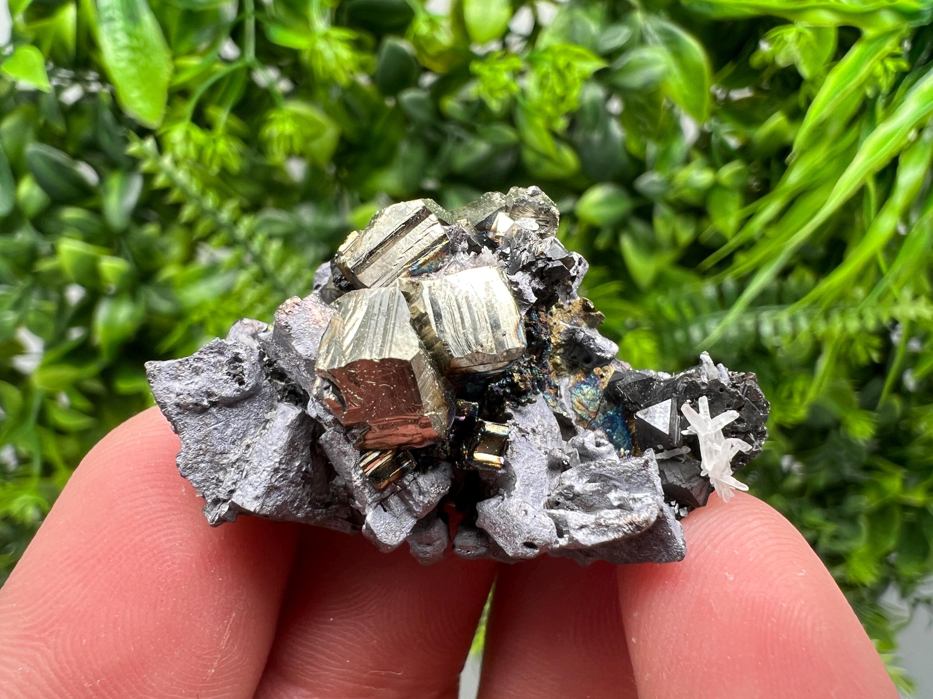 Pyrite Cluster, Galena, Sphalerite Mineral Specimen, Bulgaria Decor Crystal
