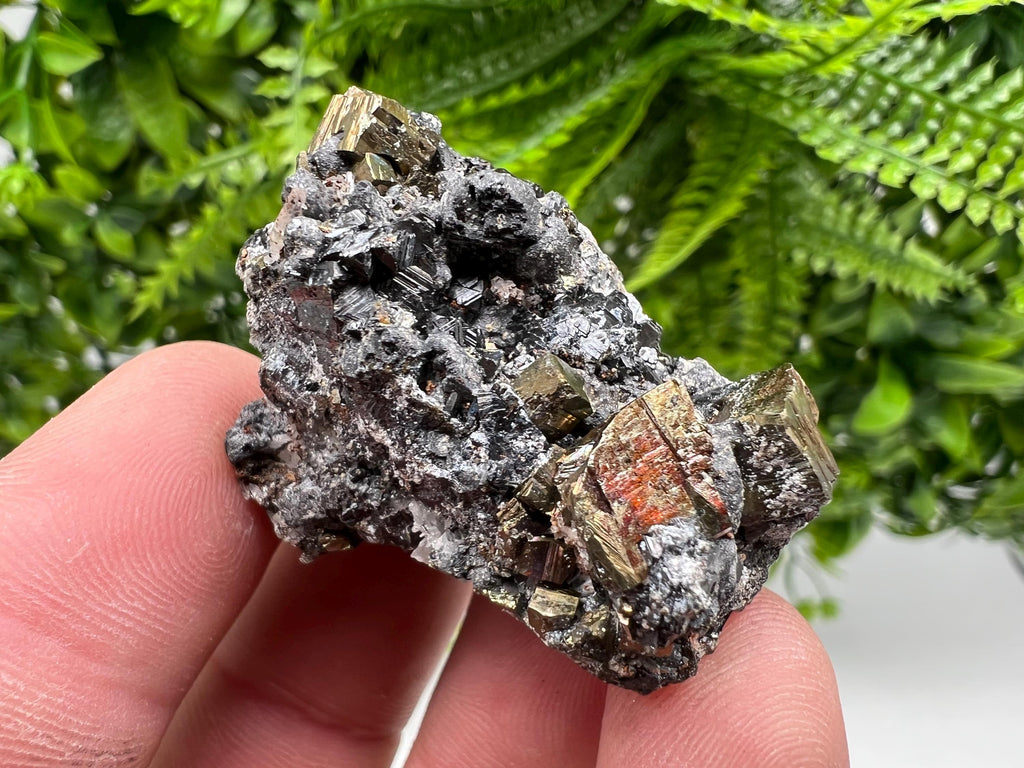 Wonderful Pyrite whit Hematite on Sphalerite,Quartz,from 9 th September mine,Bulgaria,natural,collectible specimen,collection minerals,gift