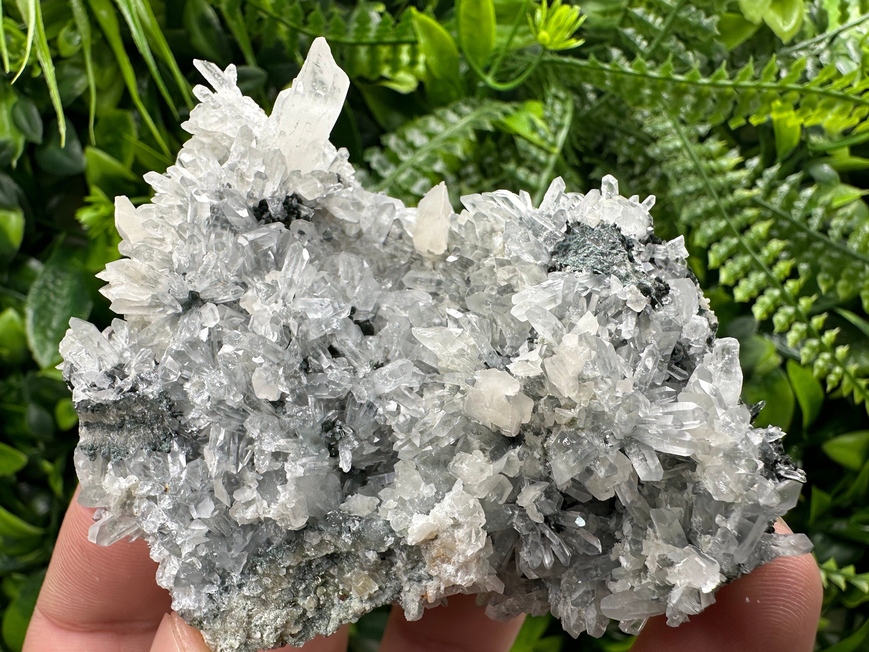 Calcite on Quartz Crystal: Borieva Mine, Bulgaria