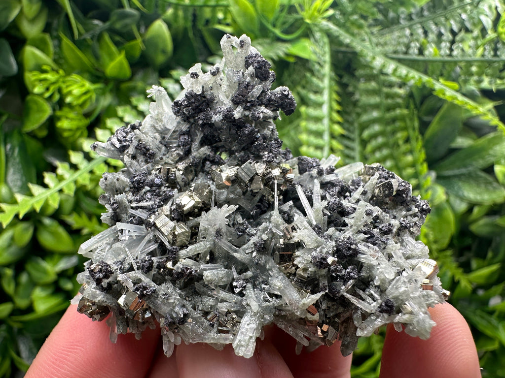 Sphalerite Pyrite on Green Quartz, Bulgaria Mineral Specimen
