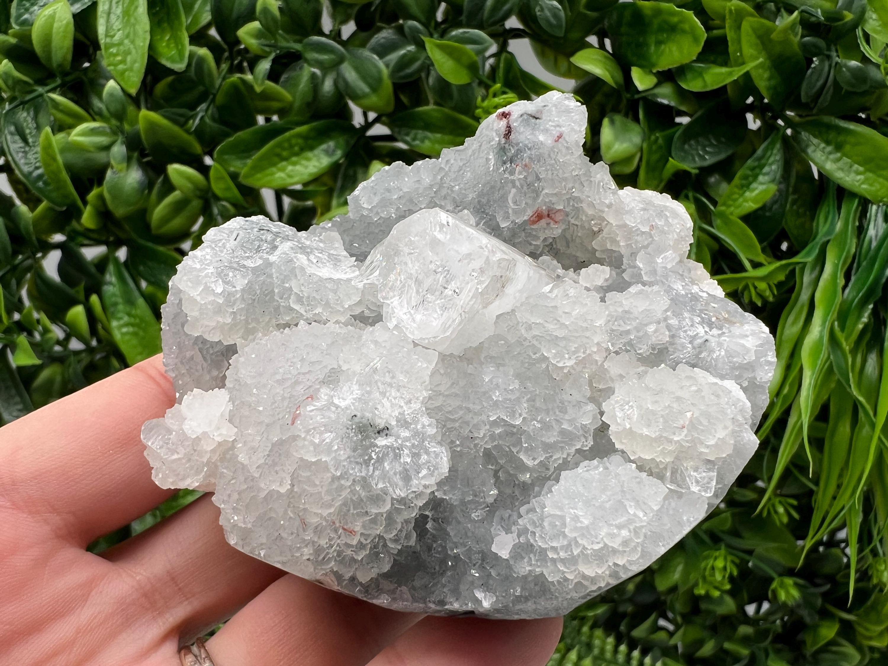 Transparent Apophyllite on Chalcedony, Natural Crystal Specimen, India Minerals