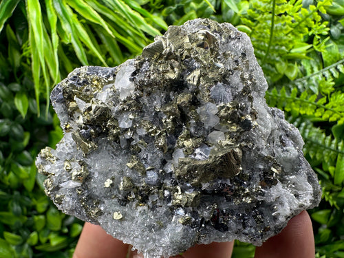 Chalcopyrite Galena on Quartz with Chlorite - Madan Bulgaria Crystal Decor