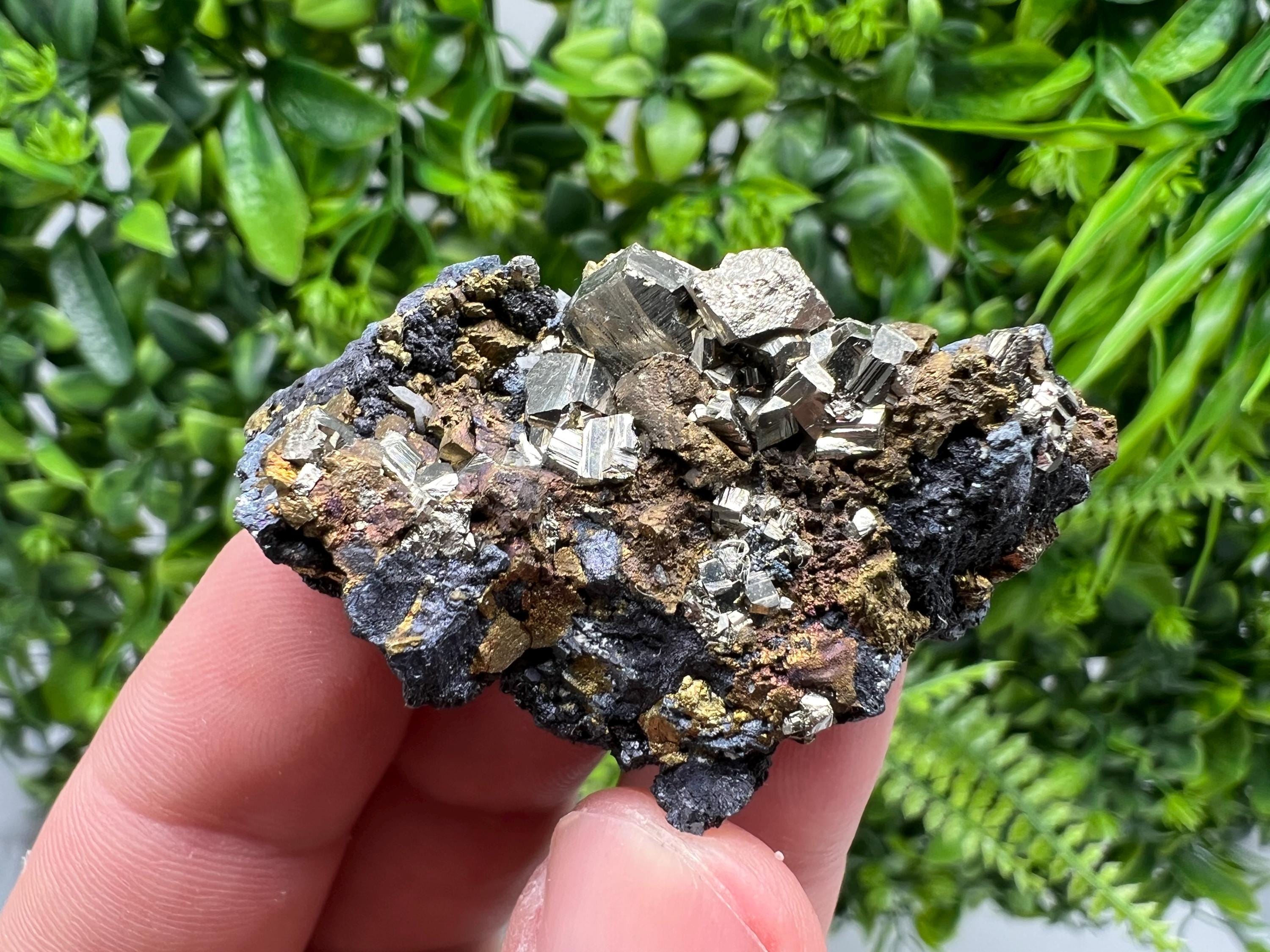Golden Pyrite Cluster: Sphalerite Mineral Specimen, Bulgaria