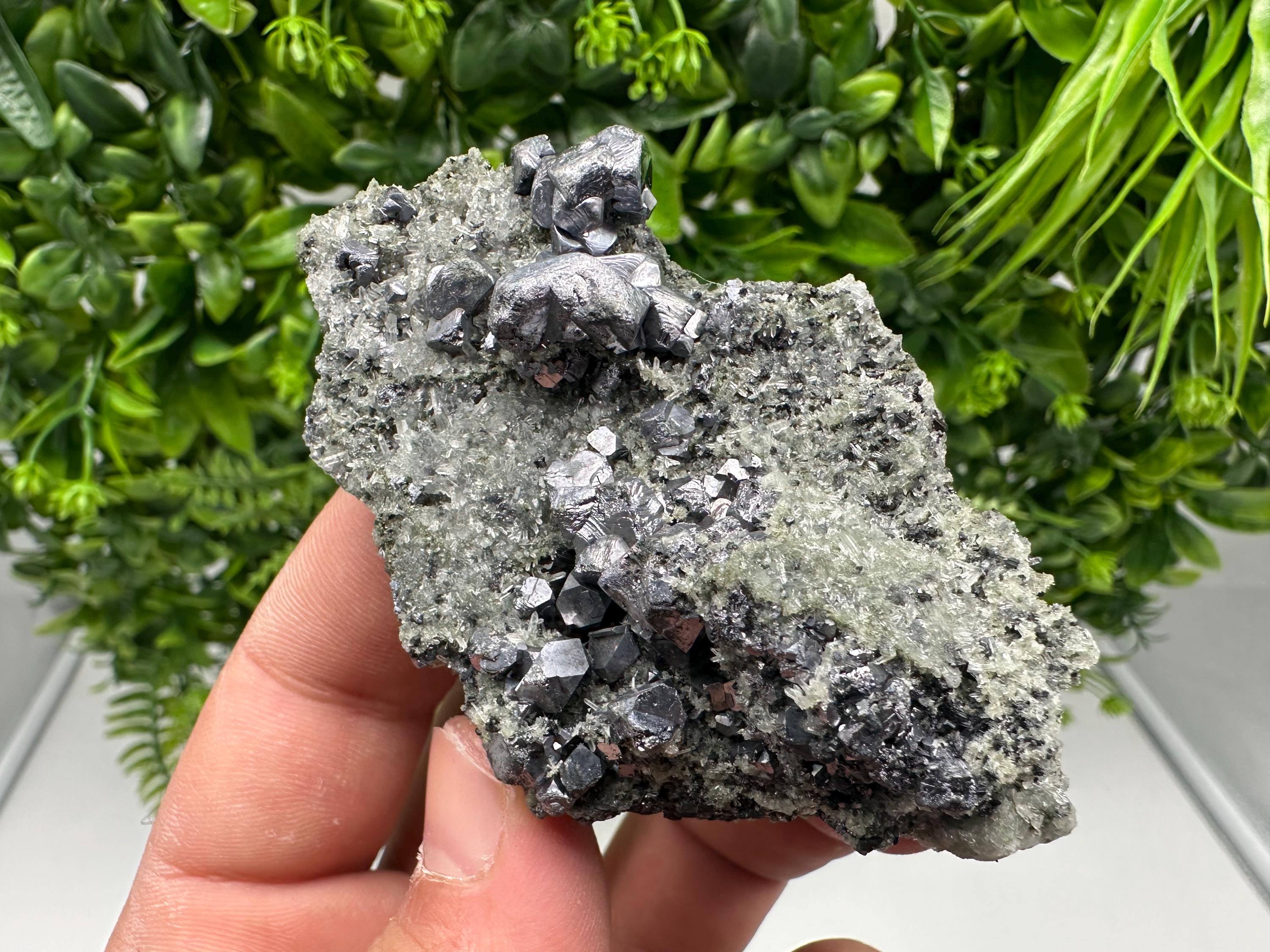 Sphalerite Galena Crystal Cluster with Quartz, Epidote & Chlorite