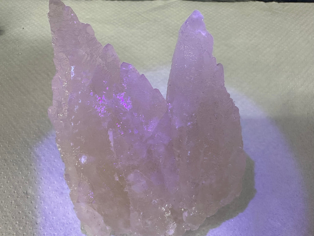 Rare UV Calcite Cluster, Djurcovo Mine, Bulgaria, Mineral Specimen