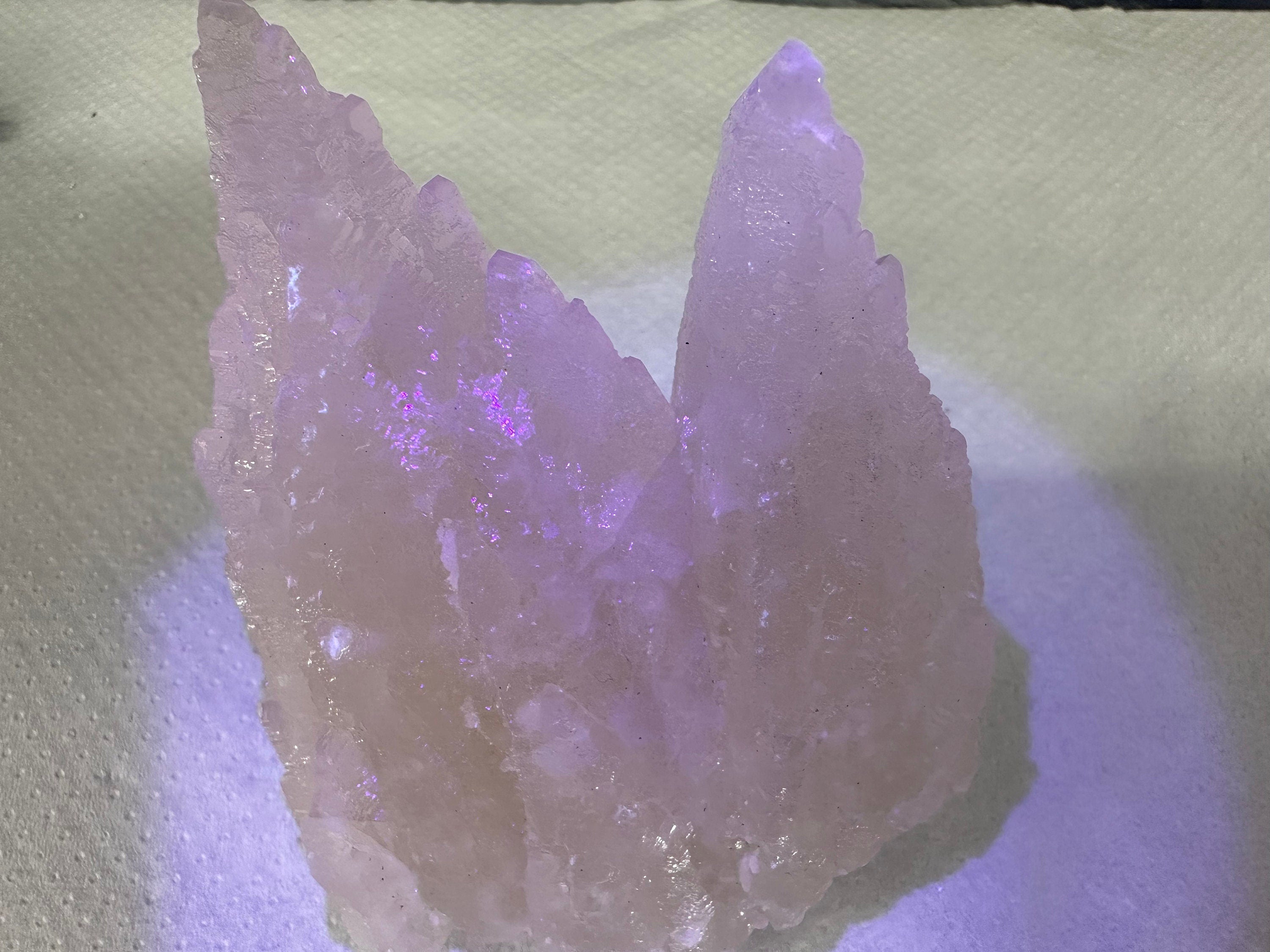 Rare UV Calcite Cluster, Djurcovo Mine, Bulgaria, Mineral Specimen