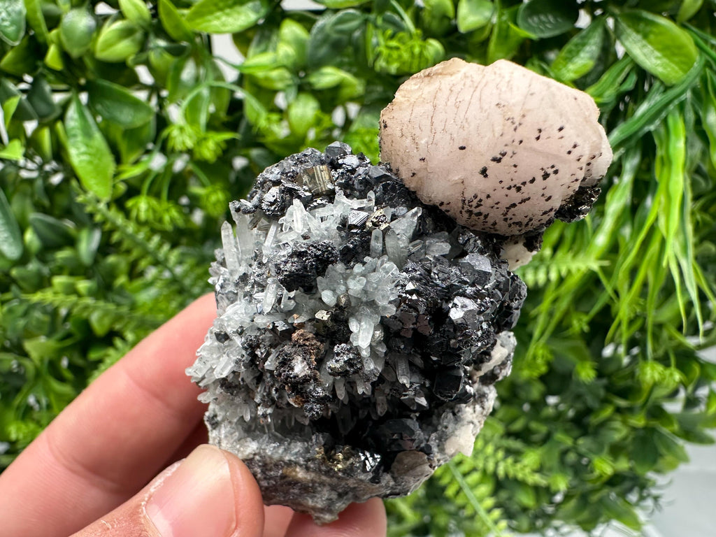 Calcite on Green Quartz: Rare Bulgarian Healing Crystal