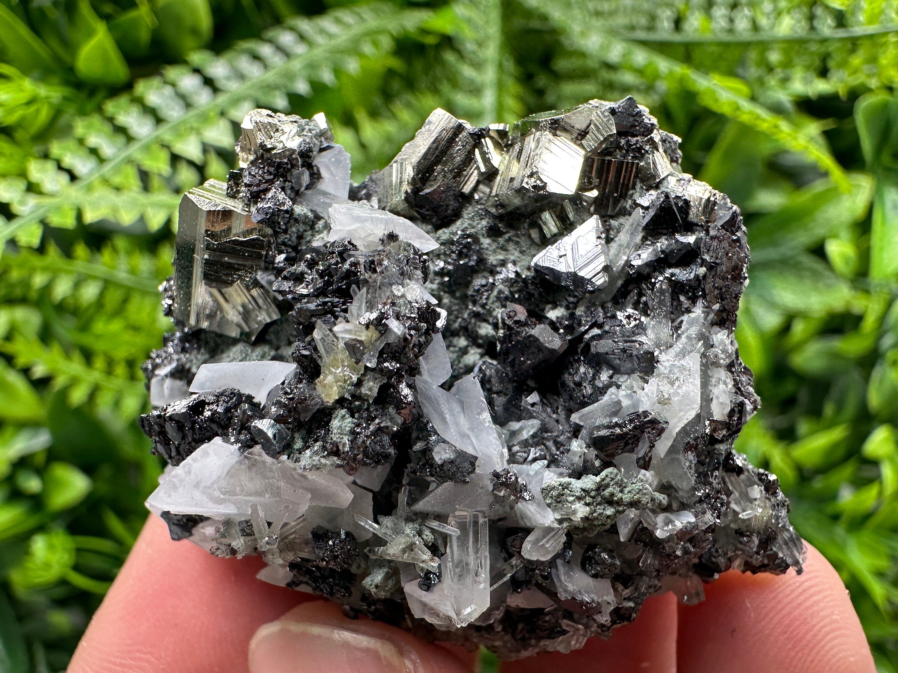 Pyrite Sphalerite Quartz Calcite Mineral Specimen: Borieva Mine, Bulgaria