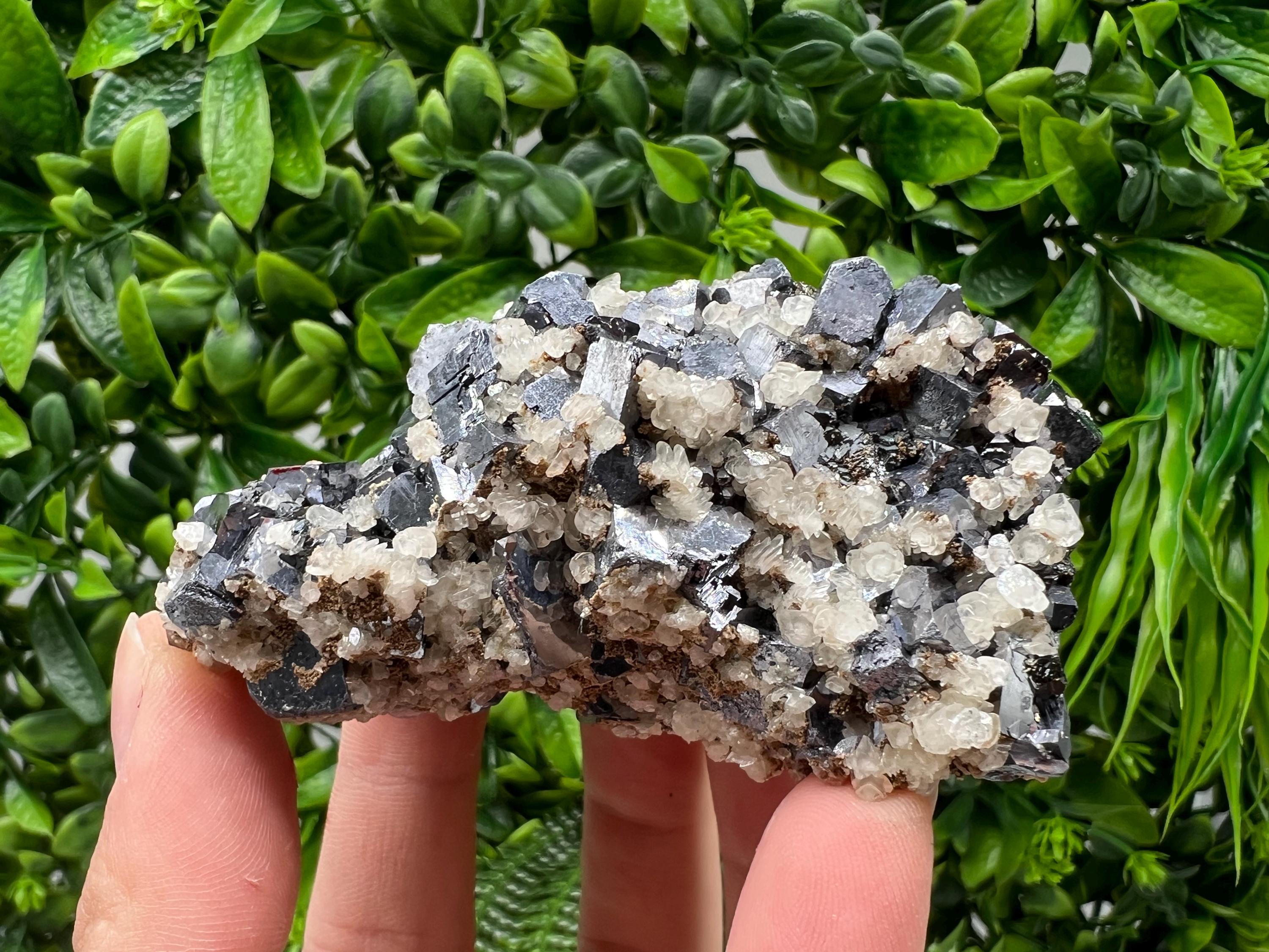 Wonderful Shiny Galena,Chalcopyrite on Calcite From Borieva mine,Bulgaria,Natural,collection mineral specimen,gift,home decor crystal,clust