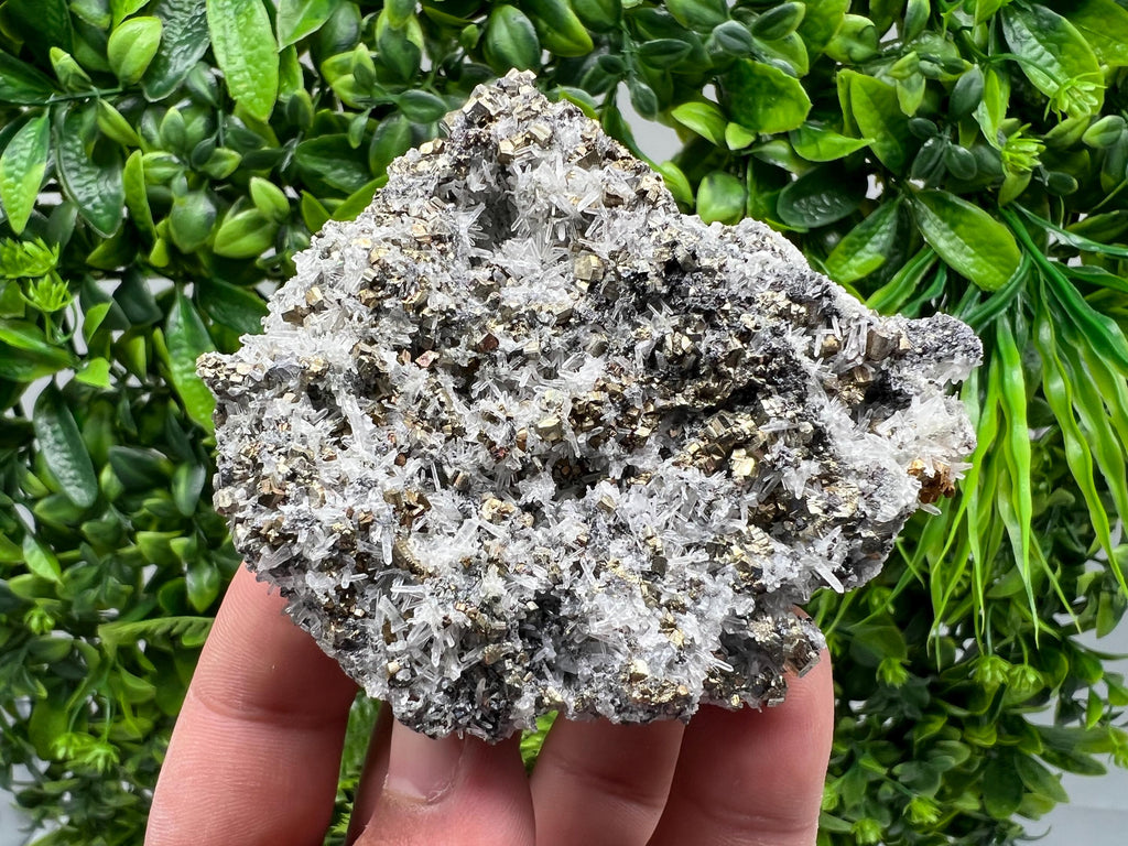 Rainbow Pyrite on Quartz with Oxide, Natural Bulgaria Crystal Souvenir